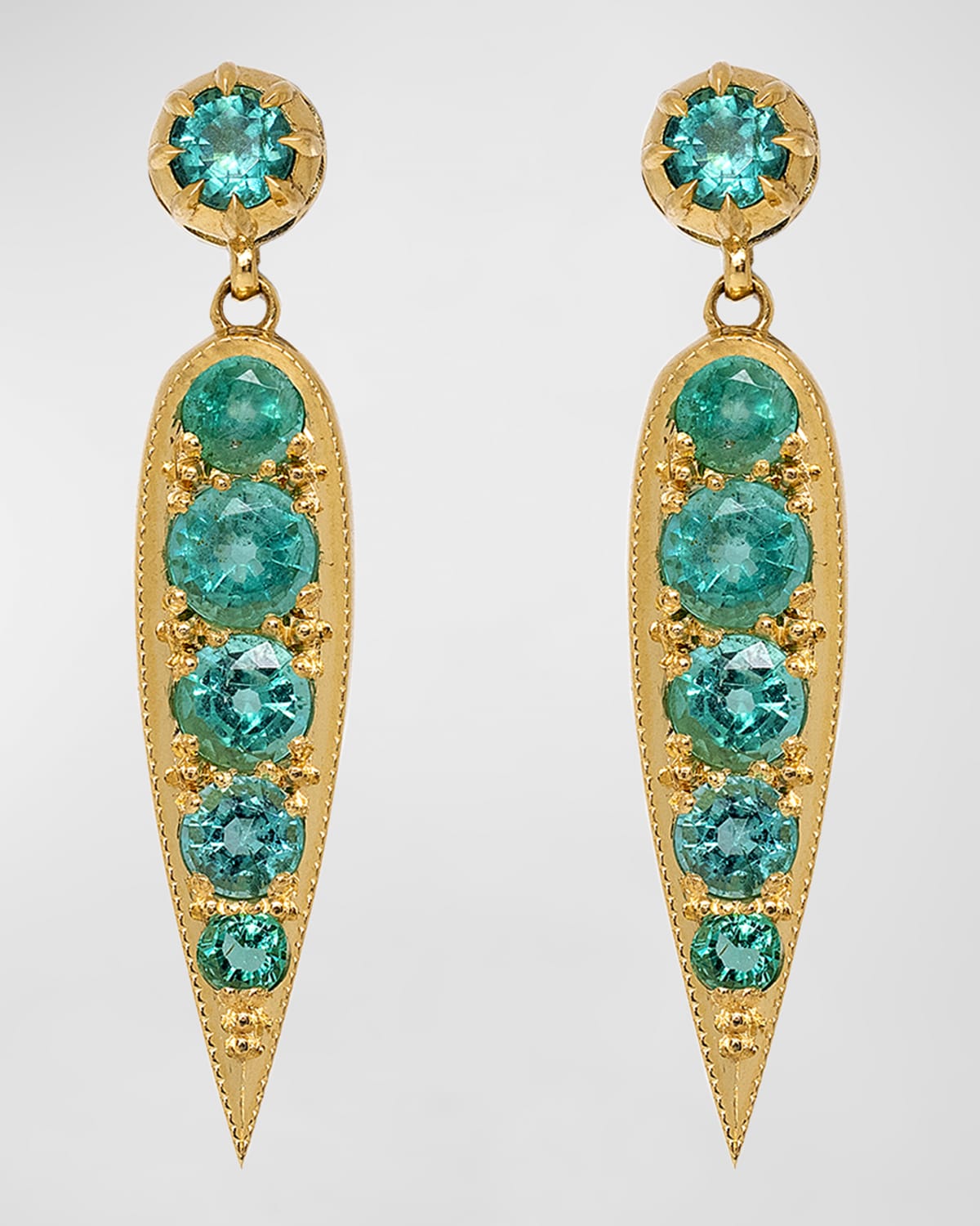 Drop Emerald Earrings in Gold Frame