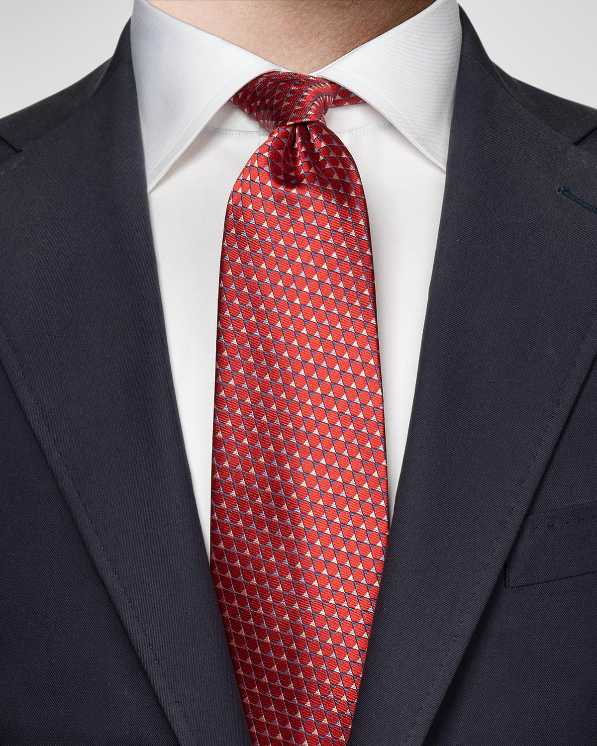 Shop Eton Men's Triangle-print Silk Tie In Red