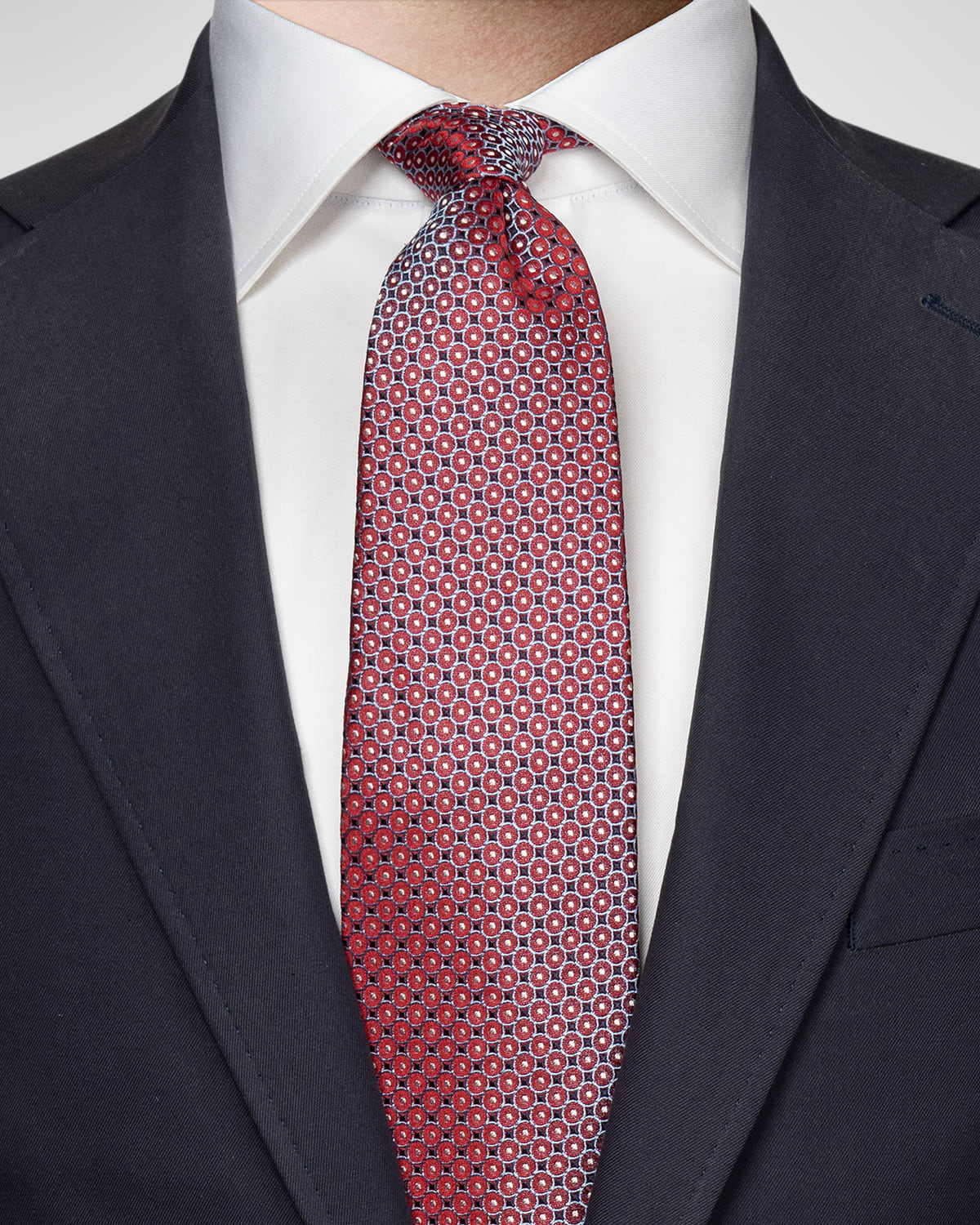 Shop Eton Men's Geometric Woven Silk Tie In Red