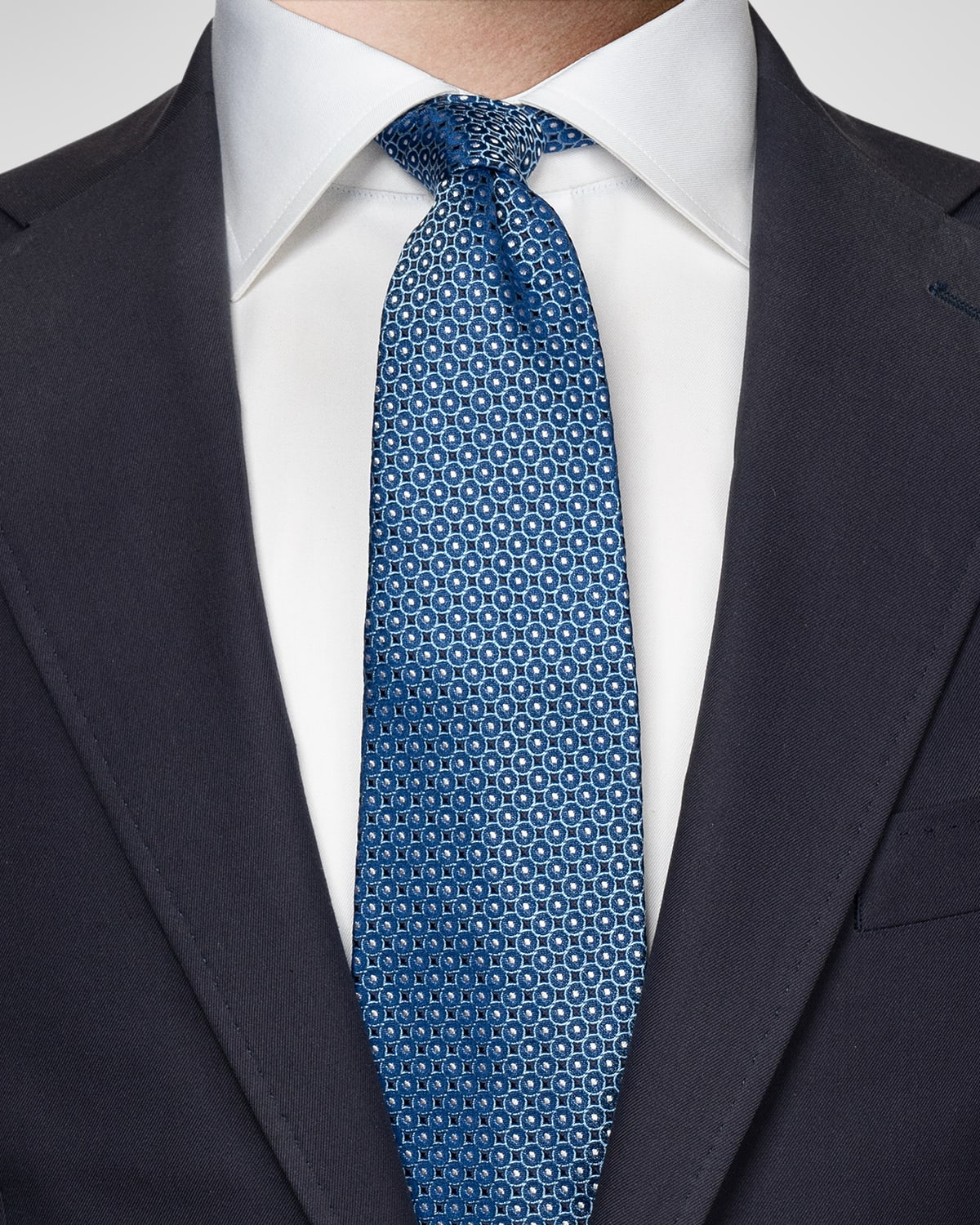 Shop Eton Men's Geometric Woven Silk Tie In Dark Blue