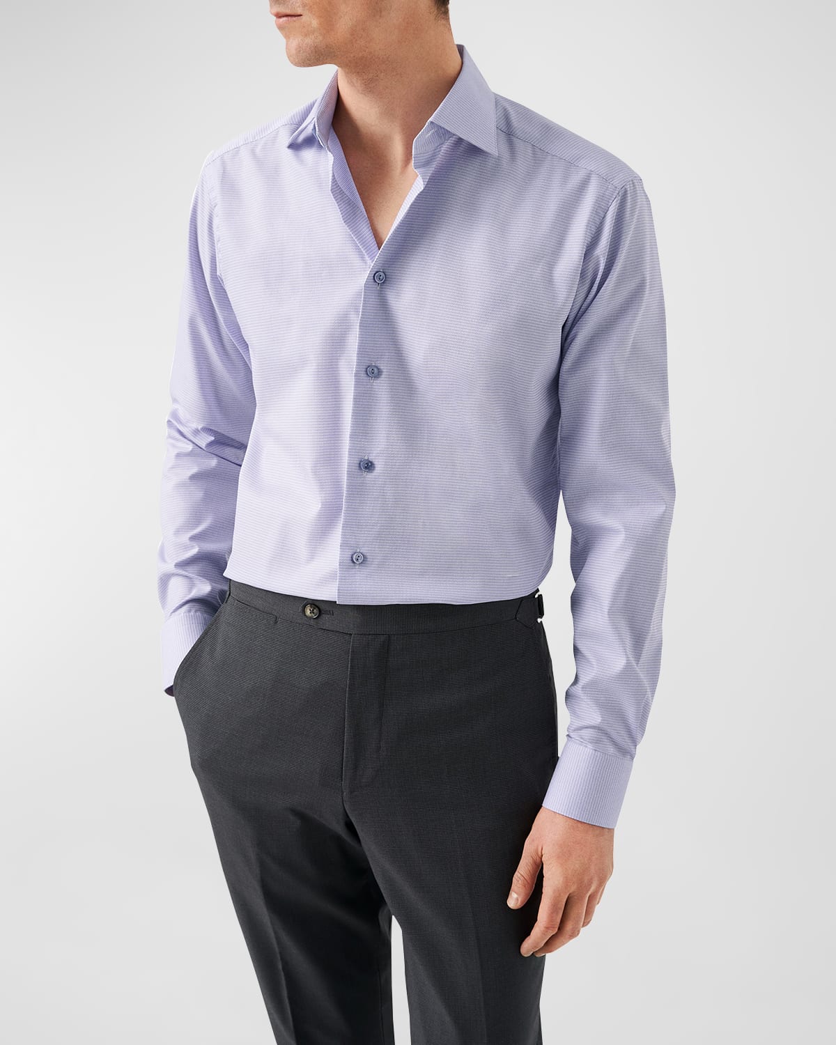 Shop Eton Men's Contemporary Fit Elevated Pique Dress Shirt In Purple
