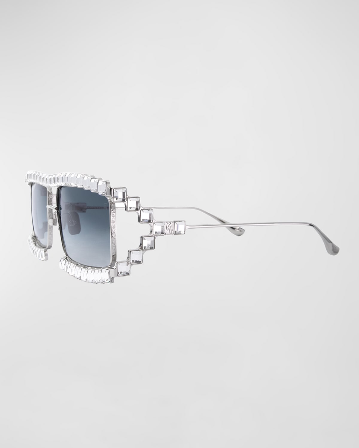 Shop Anna-karin Karlsson Crystal Boo Titanium Aviator Sunglasses In White Gold