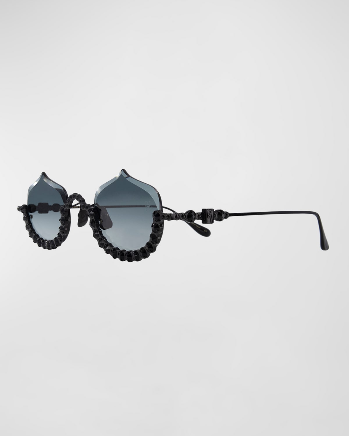 Anna-karin Karlsson Crystal Meringue Crystal & Titanium Oval Sunglasses In Black