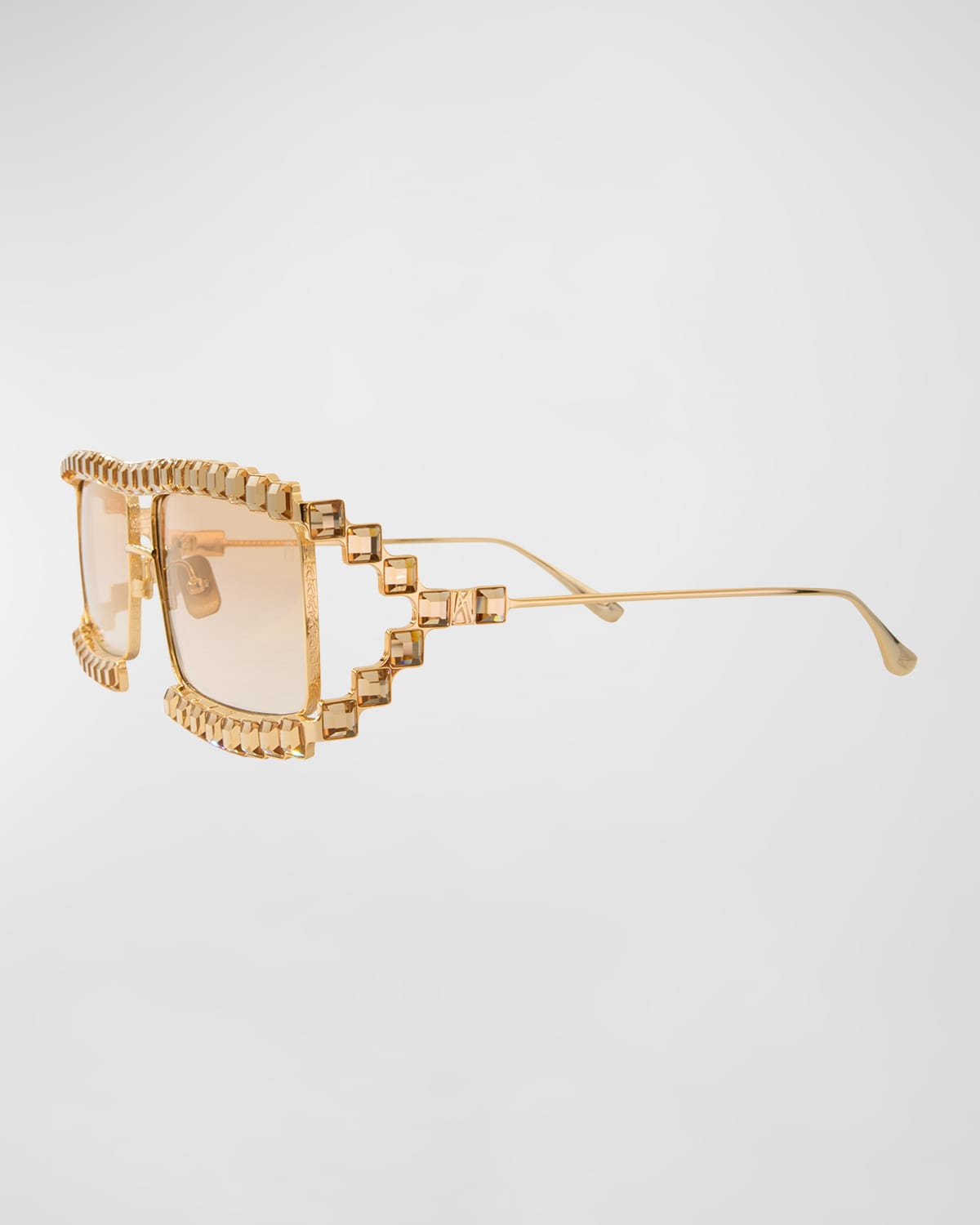 Shop Anna-karin Karlsson Crystal Boo Titanium Square-shaped Aviator Sunglasses In Gold