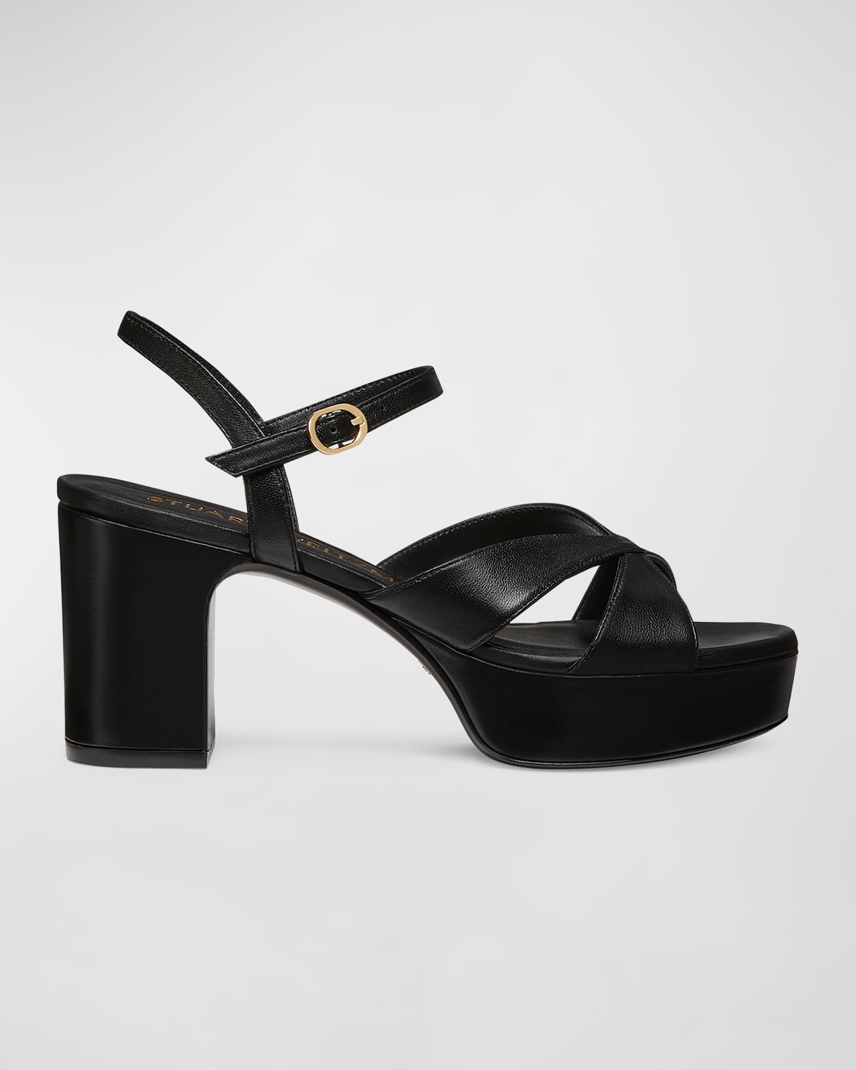 Shop Stuart Weitzman Carmen Midi Crisscross Platform Sandals In Black