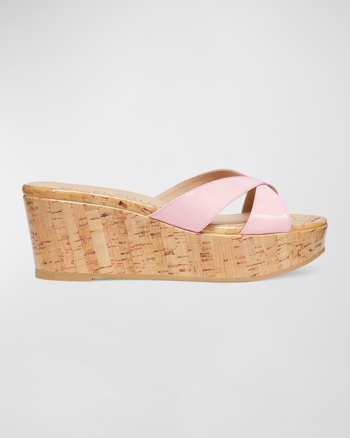 Stuart Weitzman Carmen Patent Slide Wedge Sandals In Blossom