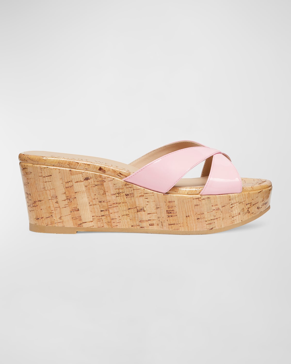 Shop Stuart Weitzman Carmen Patent Slide Wedge Sandals In Blossom