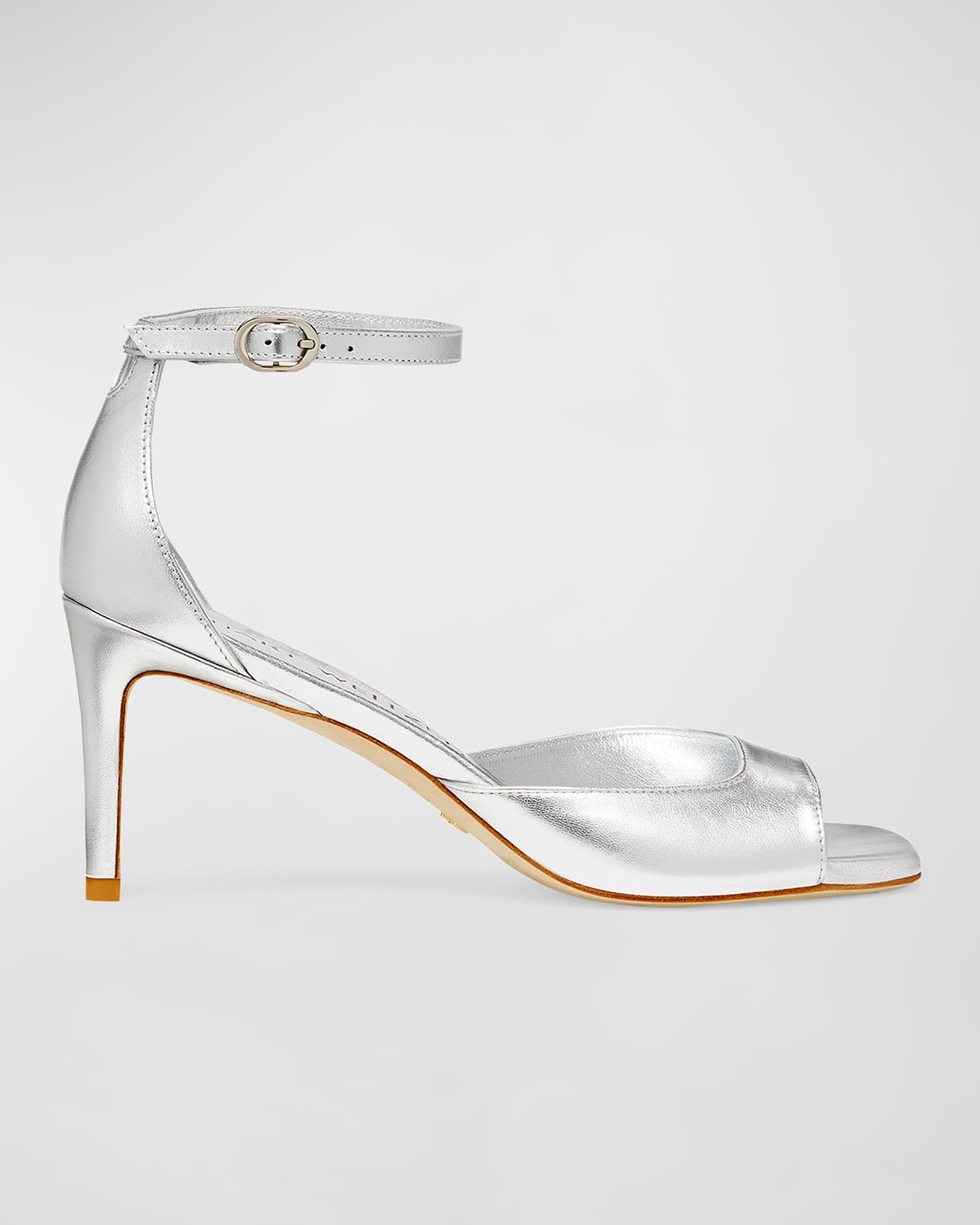 Shop Stuart Weitzman Nudistia Metallic Ankle-strap Sandals In Silver