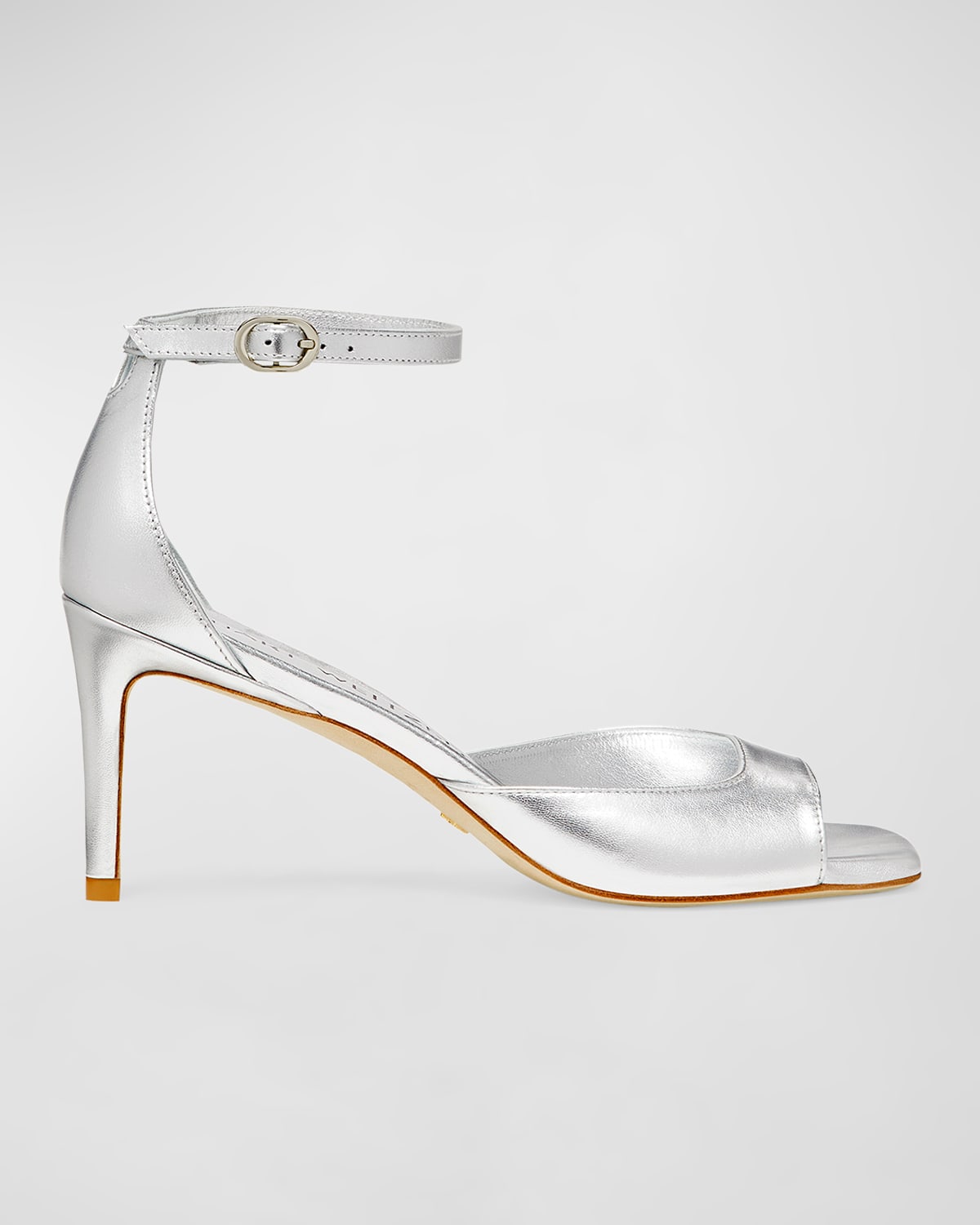 Stuart Weitzman Nudist 100mm Metallic-finish Sandals In Silver