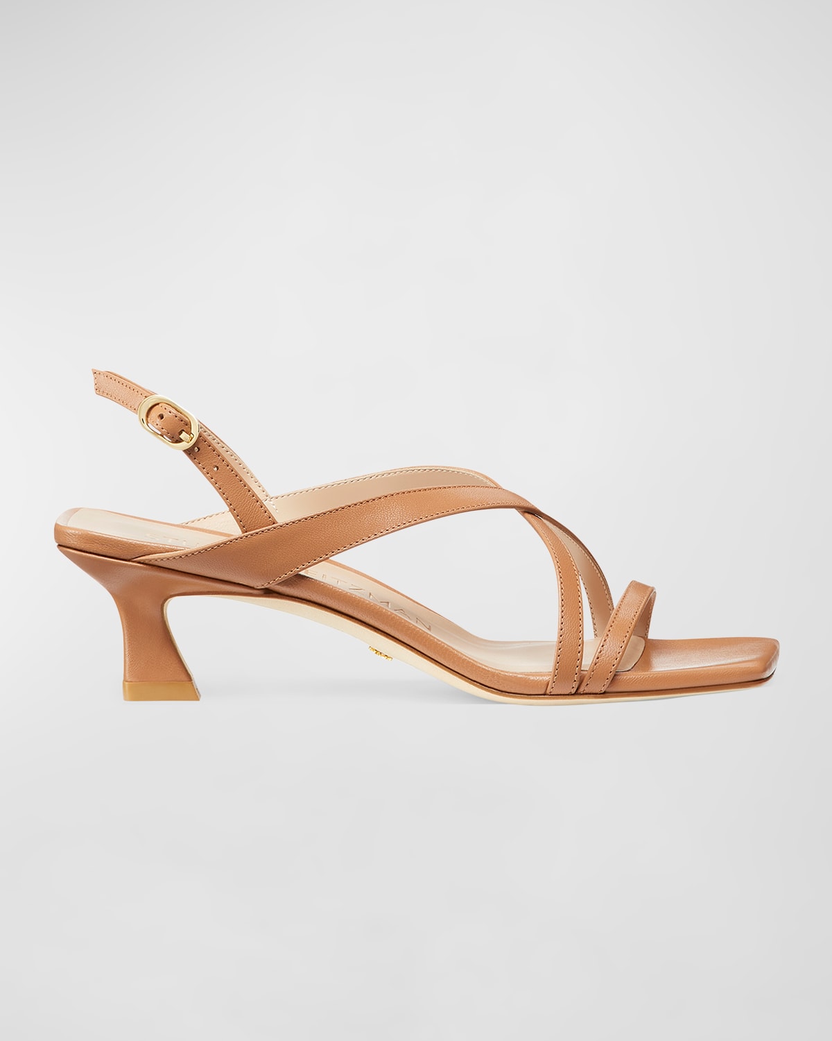 STUART WEITZMAN OASIS LEATHER KITTEN-HEEL SLINGBACK SANDALS