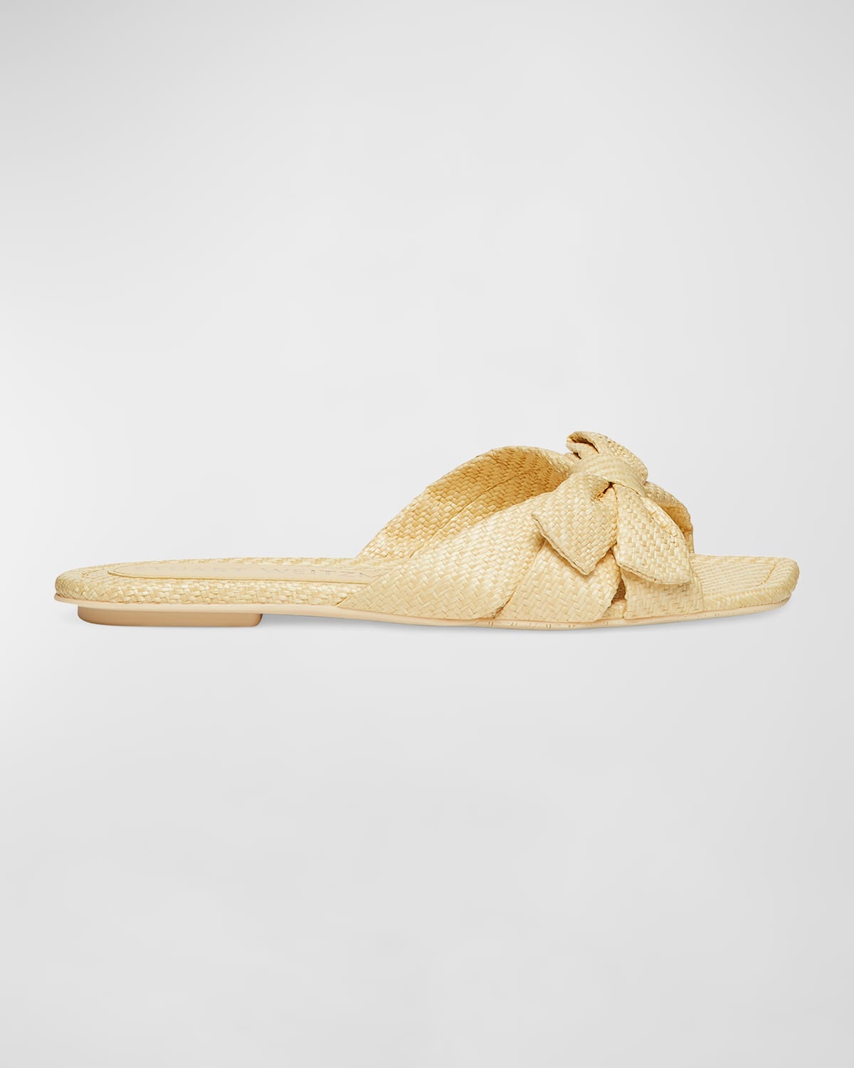 Shop Stuart Weitzman Sofia Bow Flat Slide Sandals In Wheat