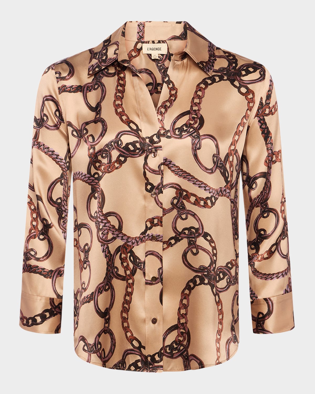 L AGENCE DANI MULTI CHAIN PRINTED SILK BLOUSE 