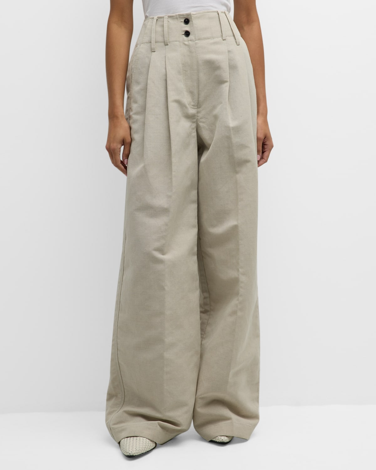 Co High-rise Pleated Wide-leg Sack Trousers In Clay