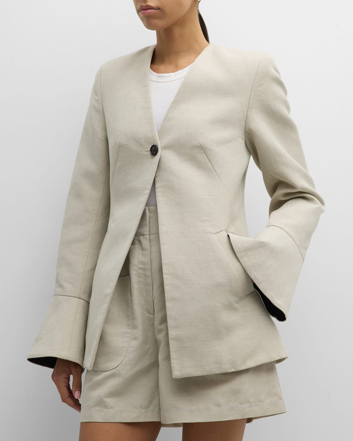 Co Flare-cuff Single-breasted Jacket In Clay