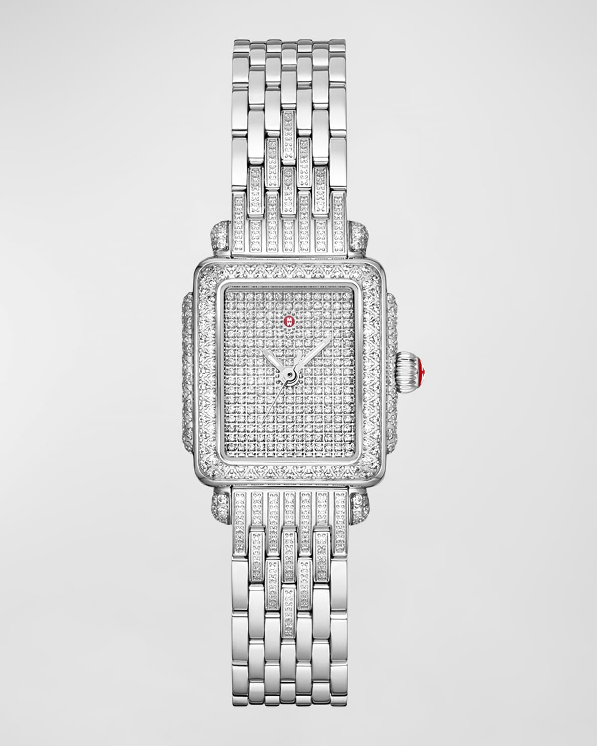 Michele Special Edition Deco Mini Stainless Steel Pave Diamond Watch In Gray
