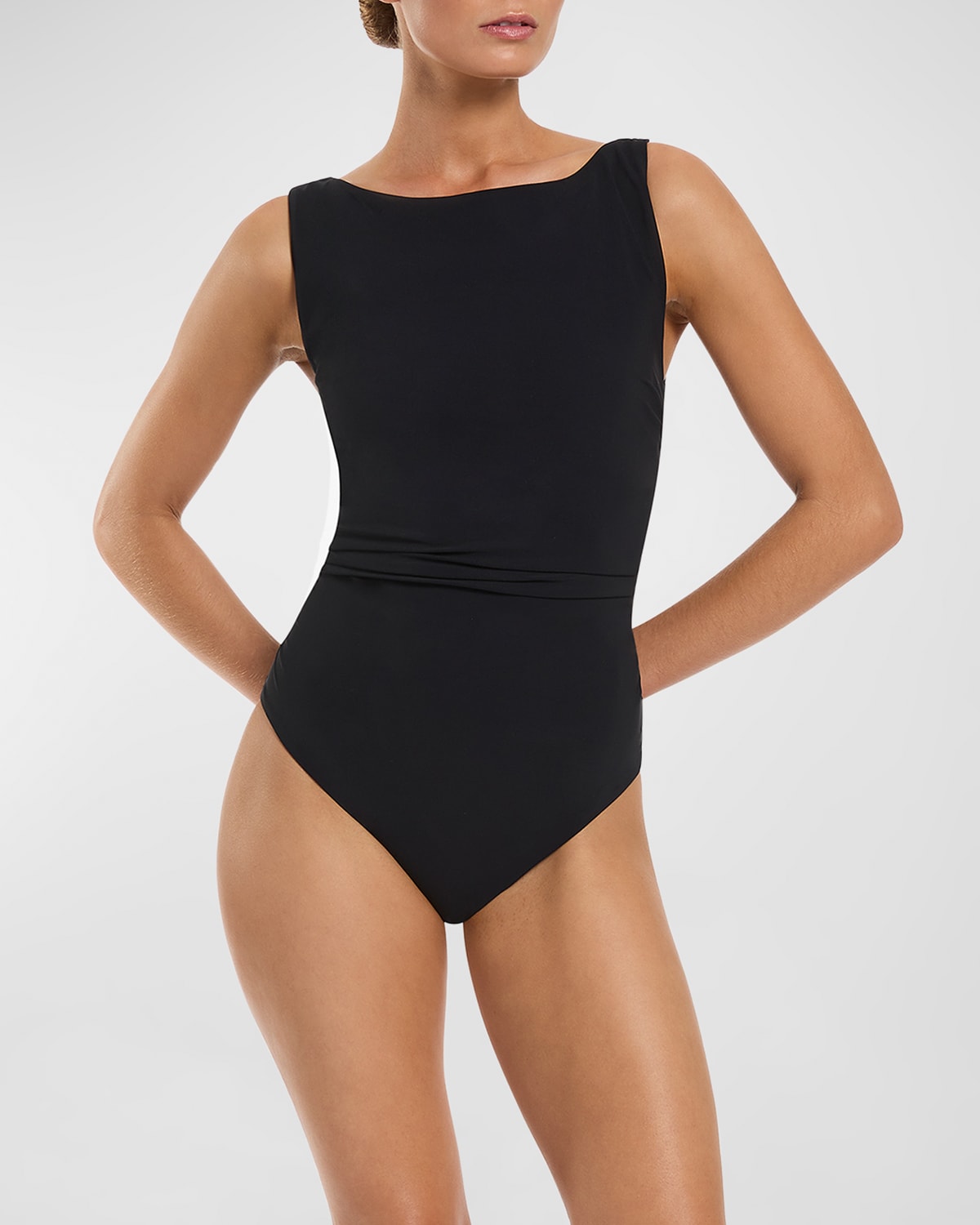 Jets Australia Boat-neck One-piece Swimsuit In Black