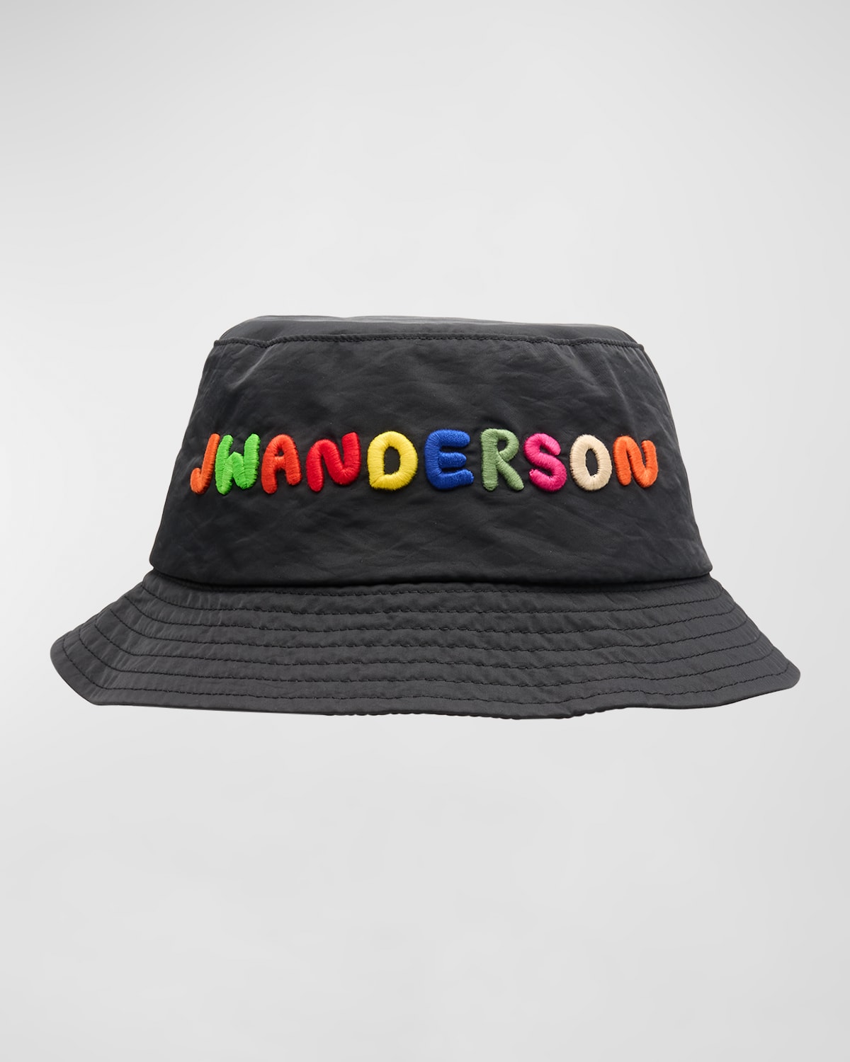 Shop Jw Anderson Men's Logo Embroidery Bucket Hat In Black
