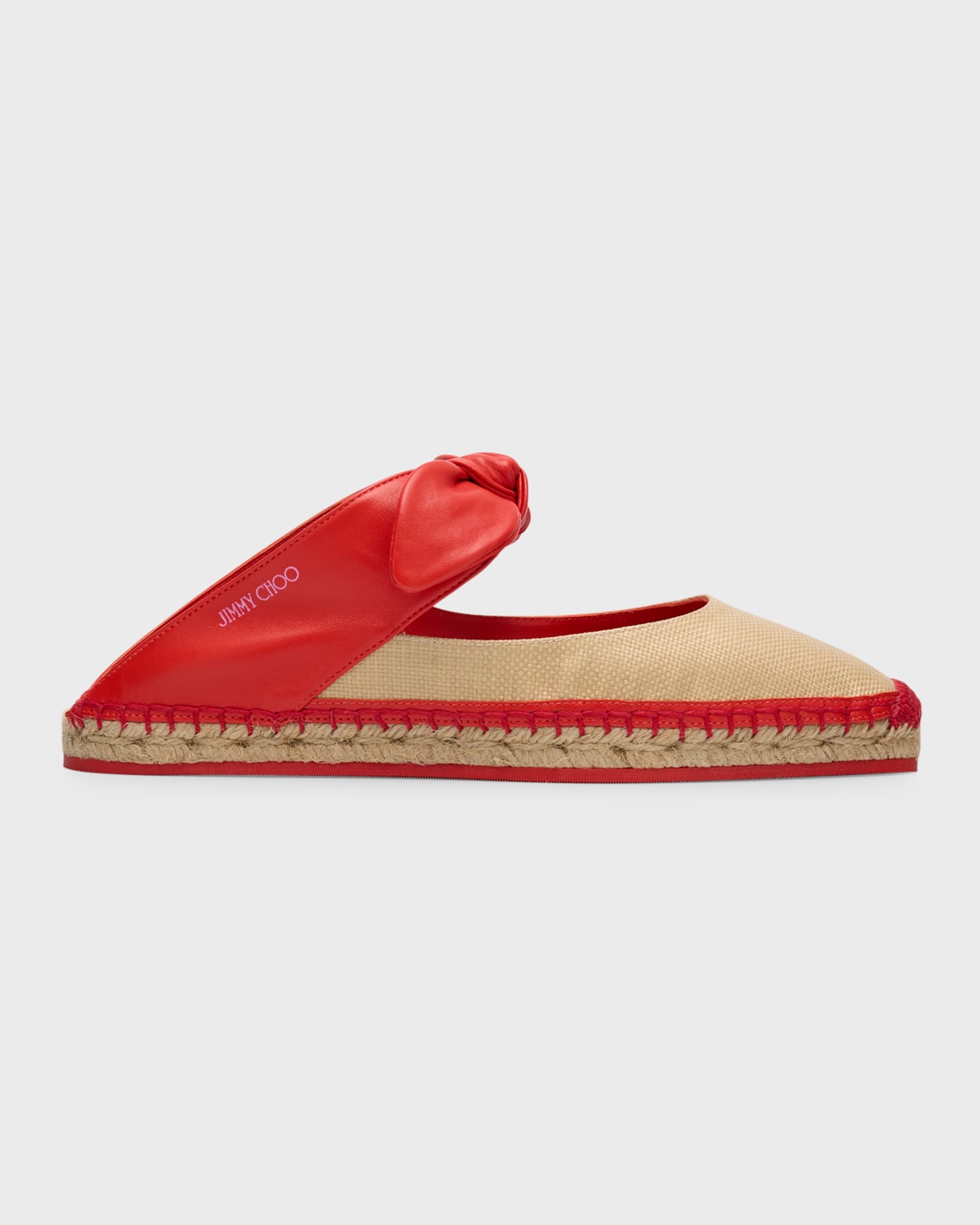 Shop Jimmy Choo Reka Knotted Bow Espadrille Mules In Paprika/natural