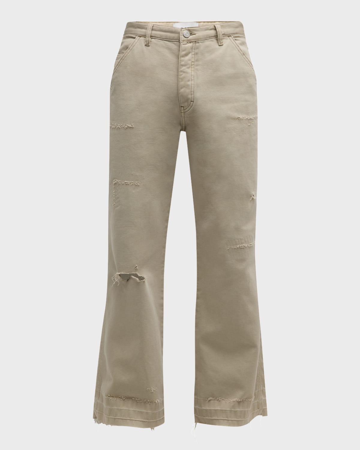 Frame Men's Canvas Released-hem Skater Jeans In Beach Sand Rips