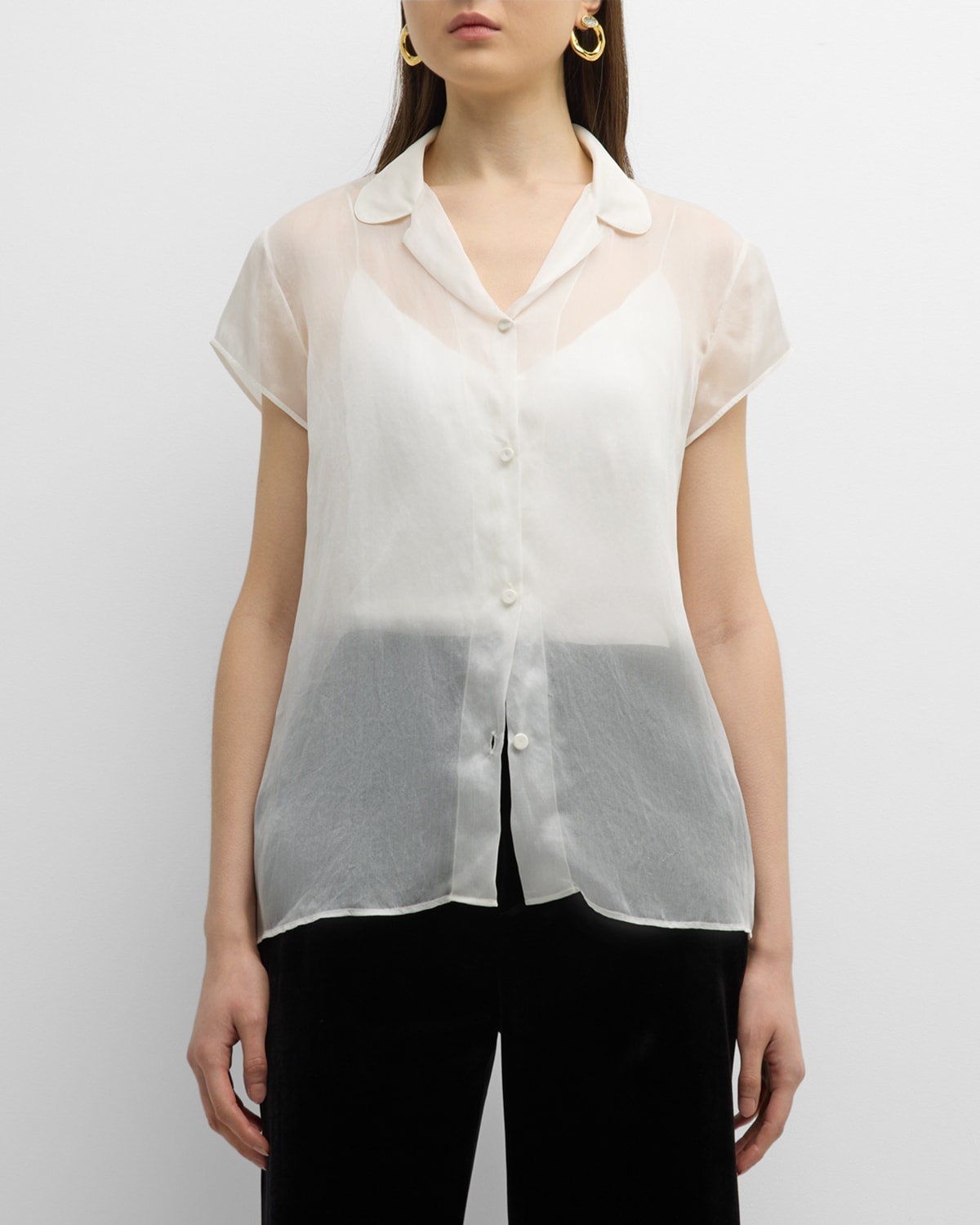 Shop Chloé X Atelier Jolie Sheer Short-sleeve Blouse In White