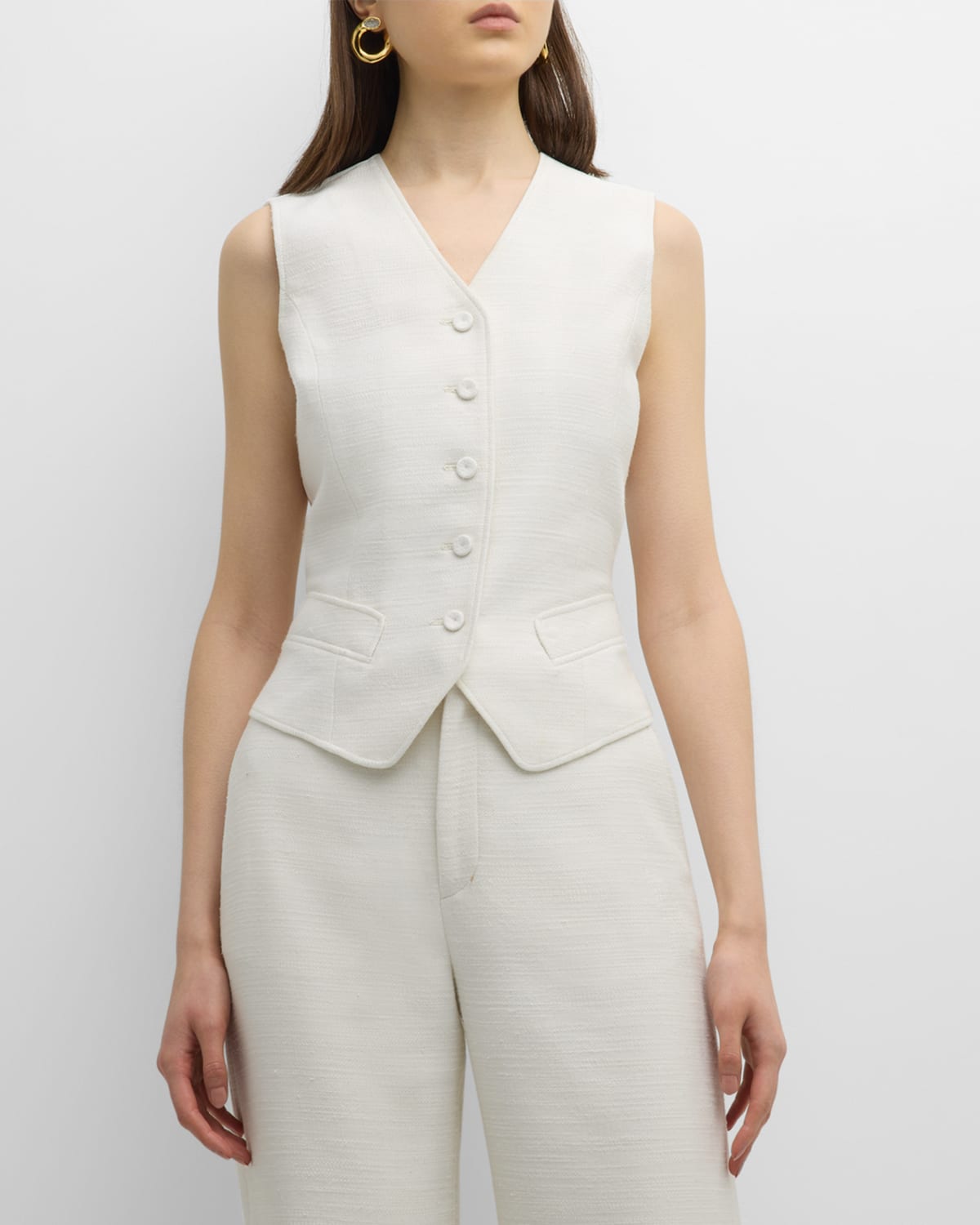 Shop Chloé X Atelier Jolie Tailored Silk Waistcoat In Eden White