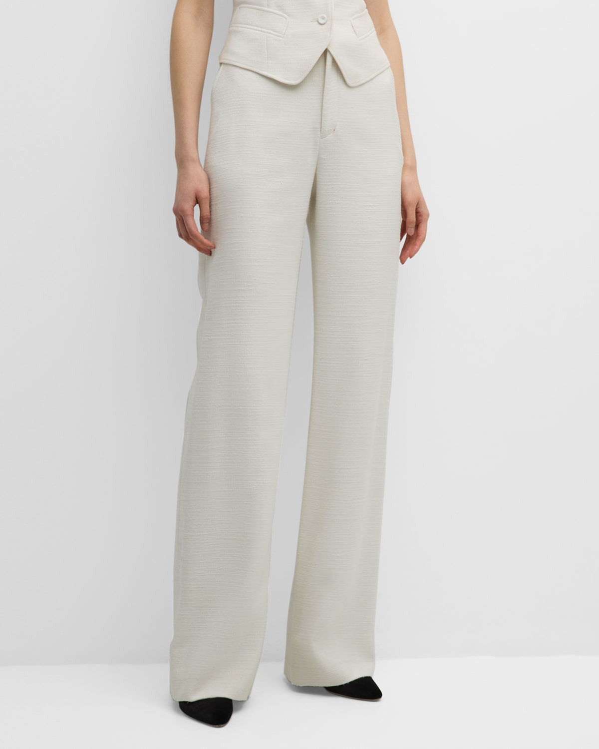 Shop Chloé X Atelier Jolie Silk Wide-leg Trousers In Eden White
