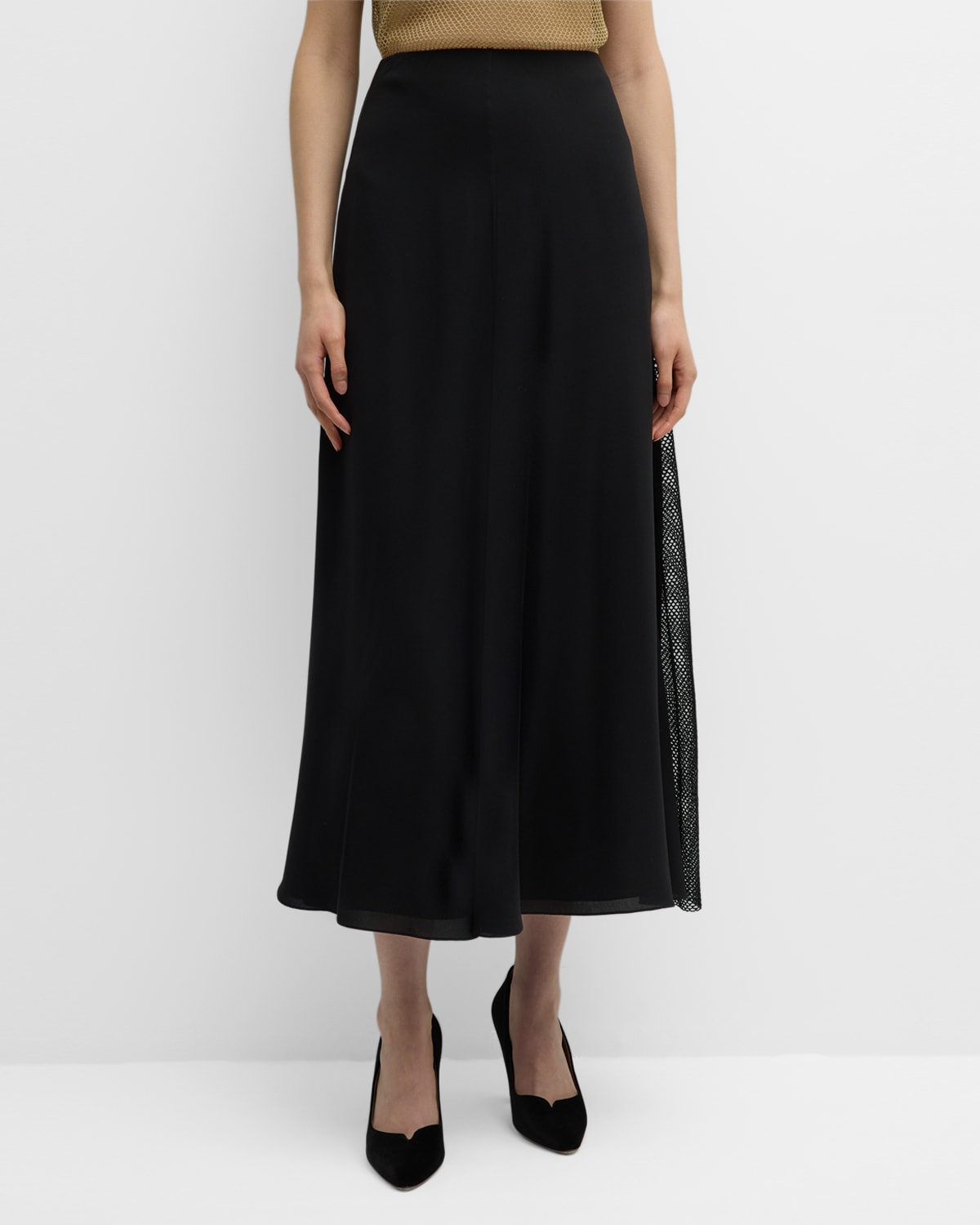 Chloé Mesh Godet A-line Maxi Skirt In Black