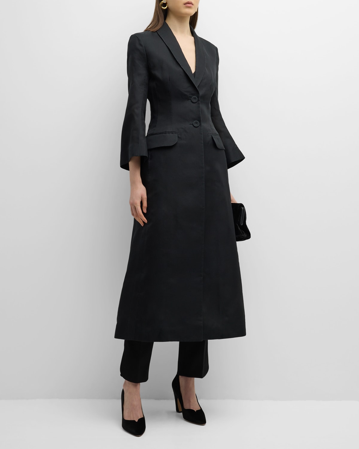 Chloé X Atelier Jolie Single-breasted A-line Long Coat In Black