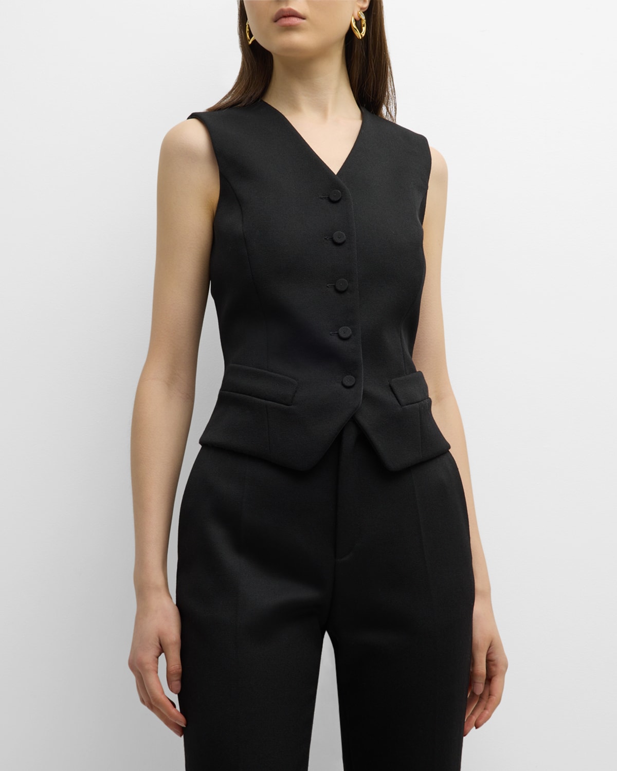 Shop Chloé X Atelier Jolie Single-breasted Crepe Waistcoat In Black