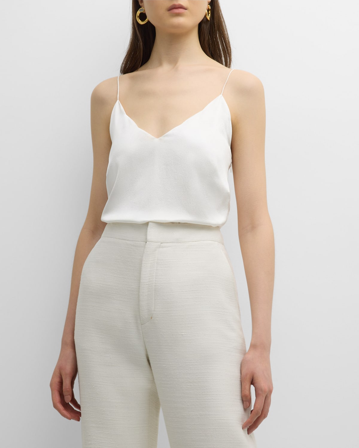 Shop Chloé X Atelier Jolie Scalloped V-neck Silk Cami Top In Whisper White