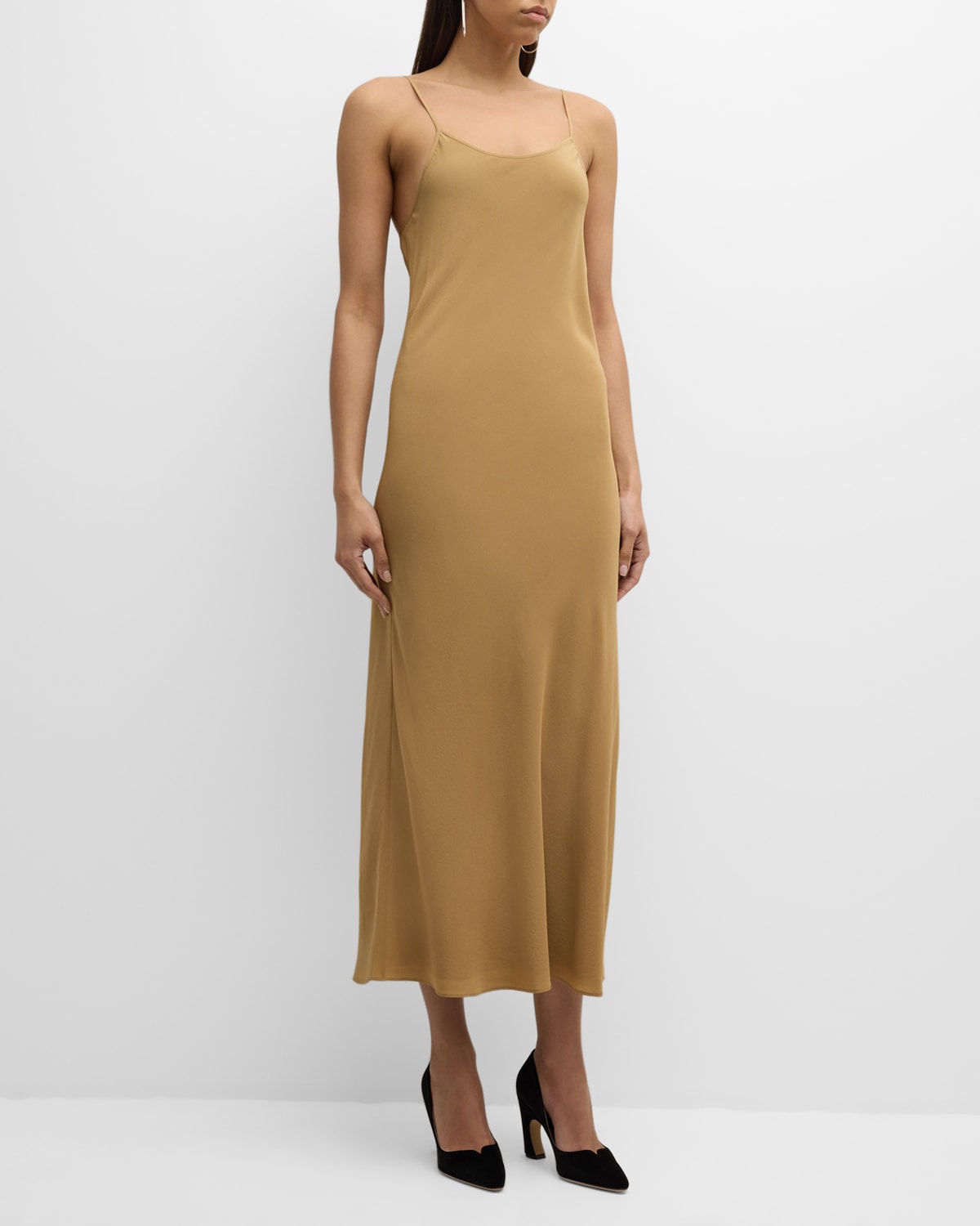 Chloé X Atelier Jolie Sleeveless Silk Maxi Slip Dress In Seed Brown