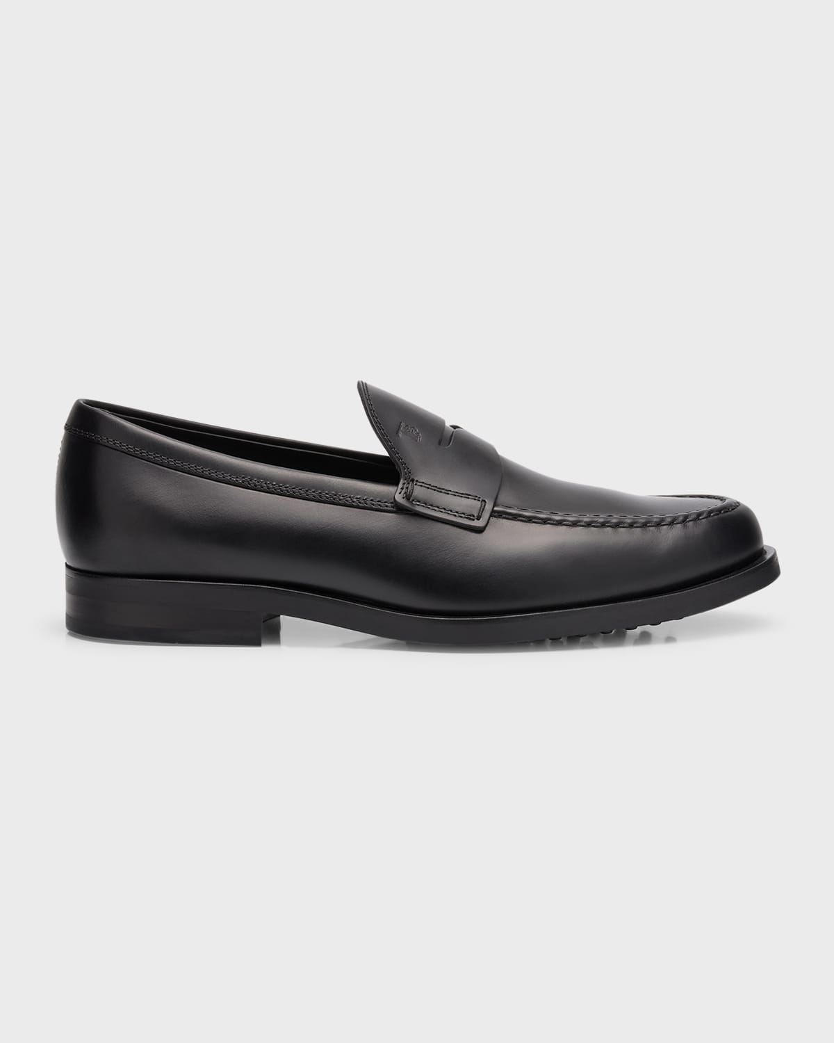 Shop Tod's Men's Leather Moccasin Penny Loafers In Black