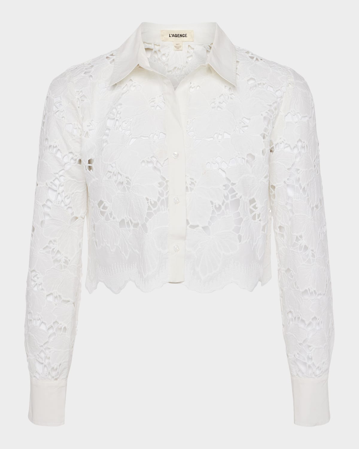 Seychelle Floral Eyelet-Embroidered Cropped Shirt