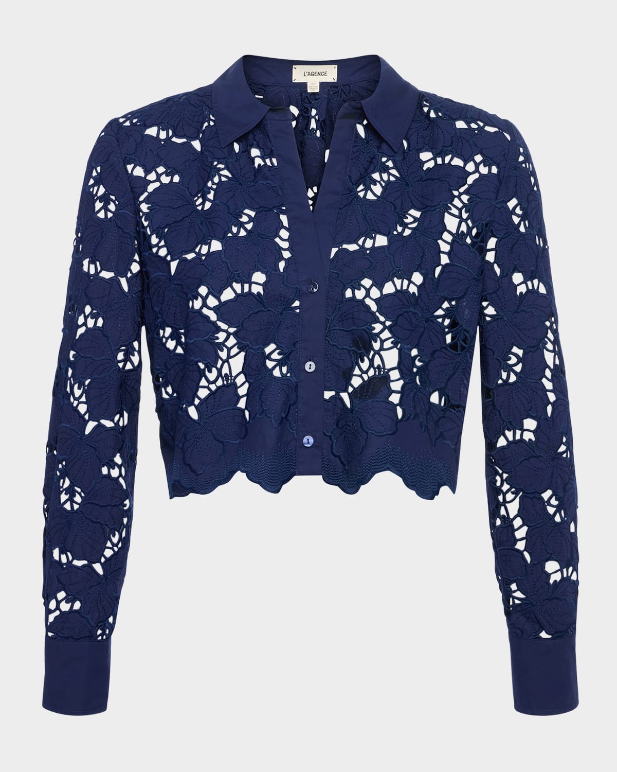 Seychelle Floral Eyelet-Embroidered Cropped Shirt
