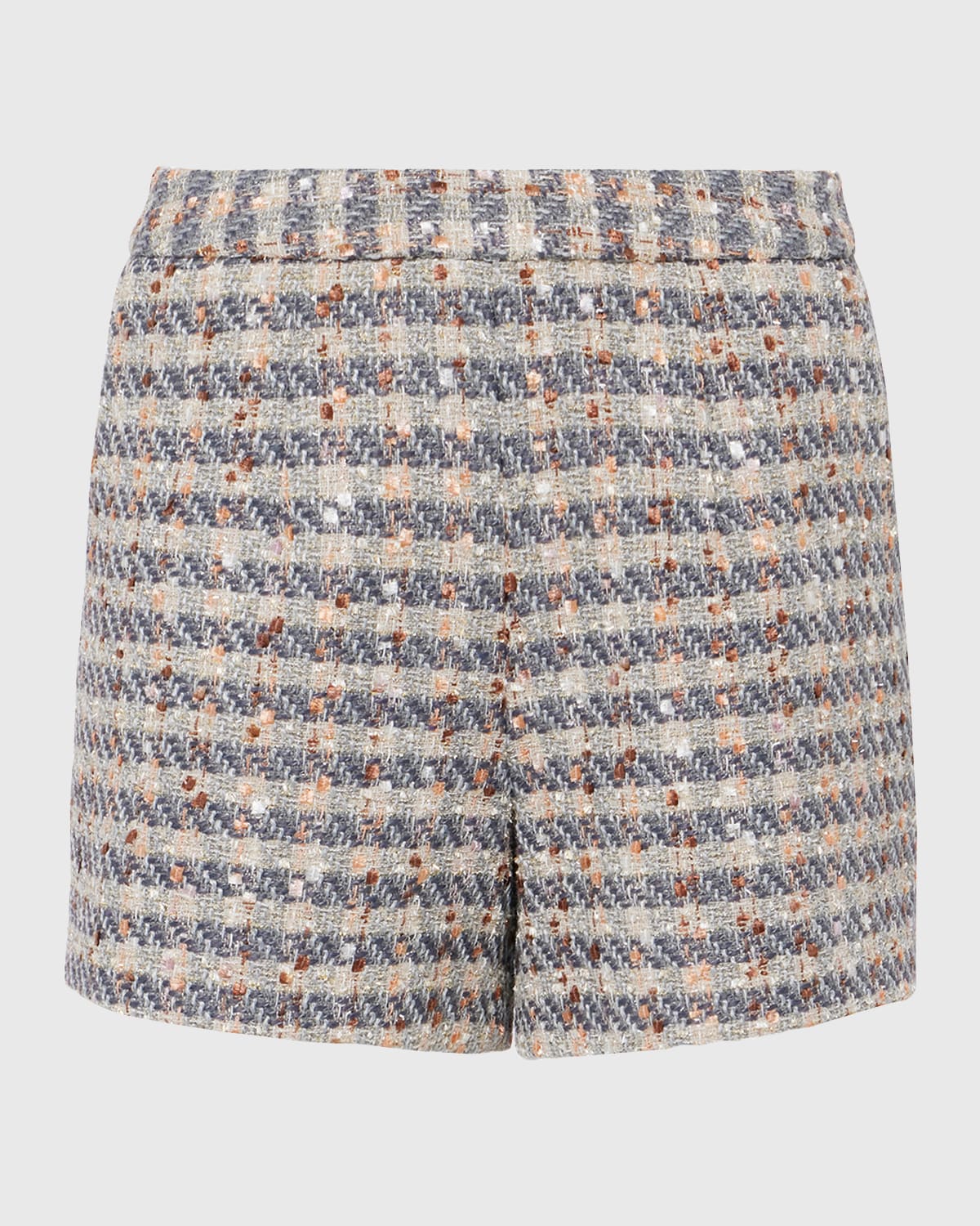L Agence Ashton Plaid Tweed Shorts In Greyecru