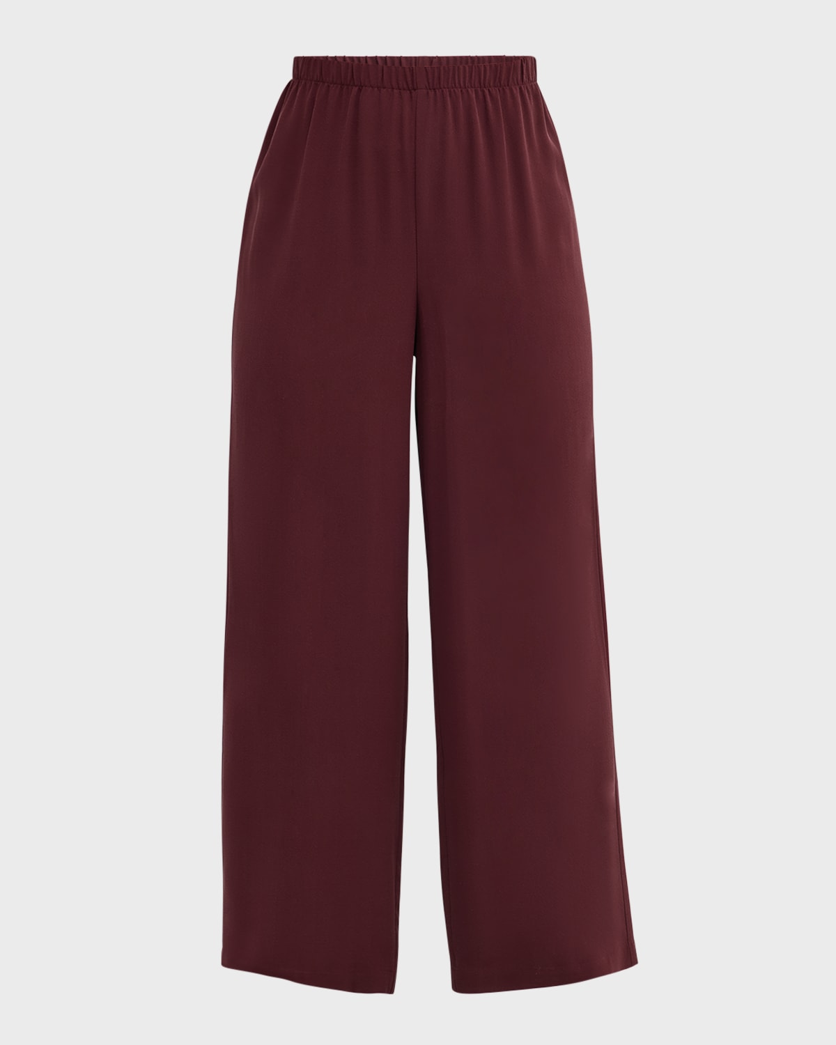 Shop Eileen Fisher Cropped Straight-leg Silk Pants In Wine