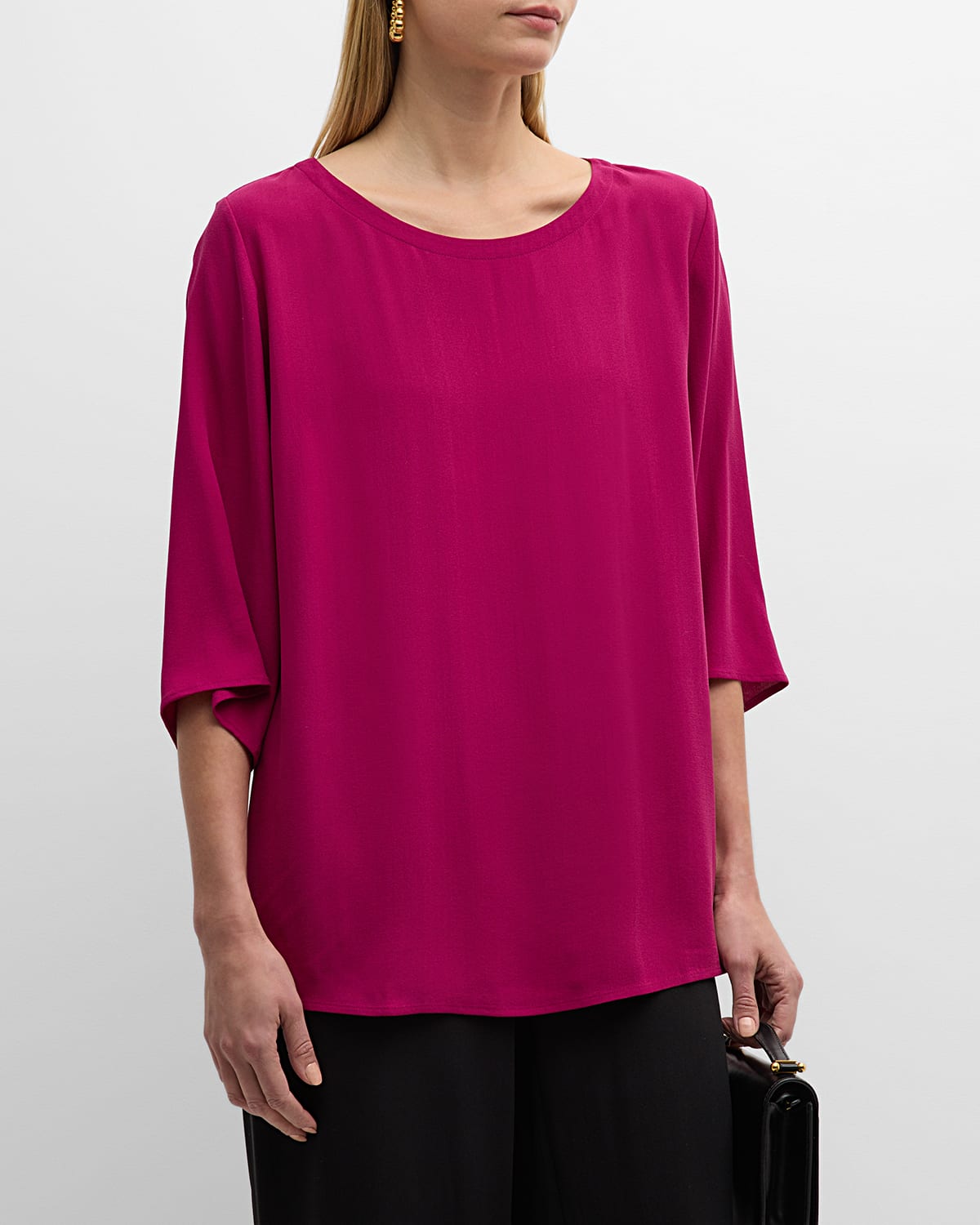 Eileen Fisher Silk Ballet Neck Top In Rhapsody
