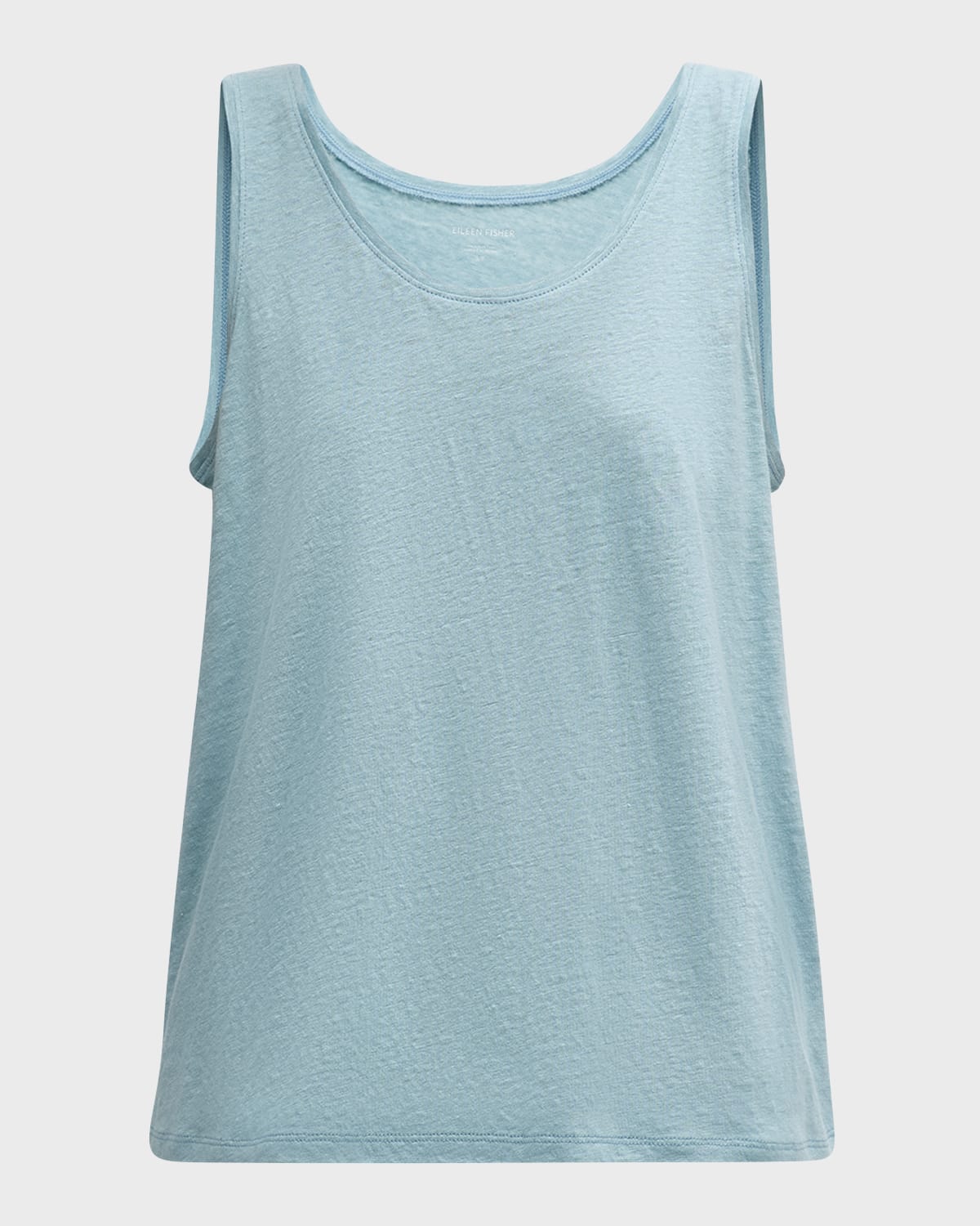 Shop Eileen Fisher Scoop-neck Linen Jersey Tank In Seafoam