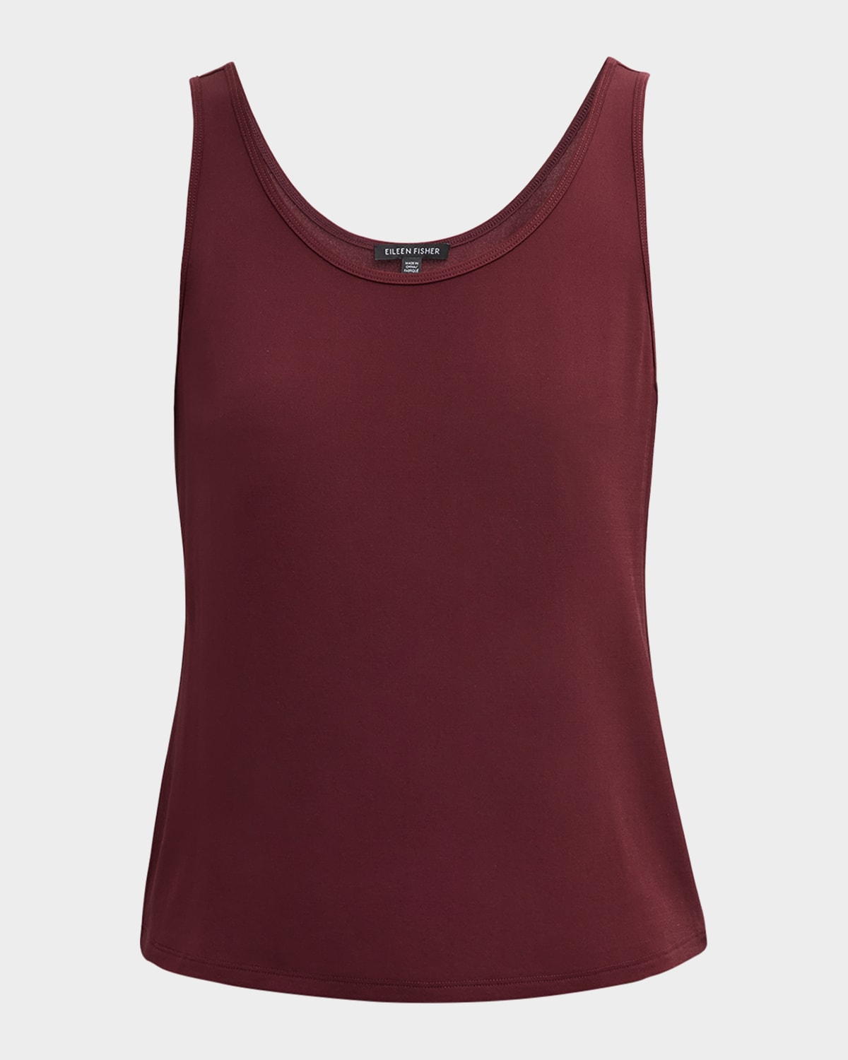 Shop Eileen Fisher Scoop-neck Silk Jersey Tank In Wine