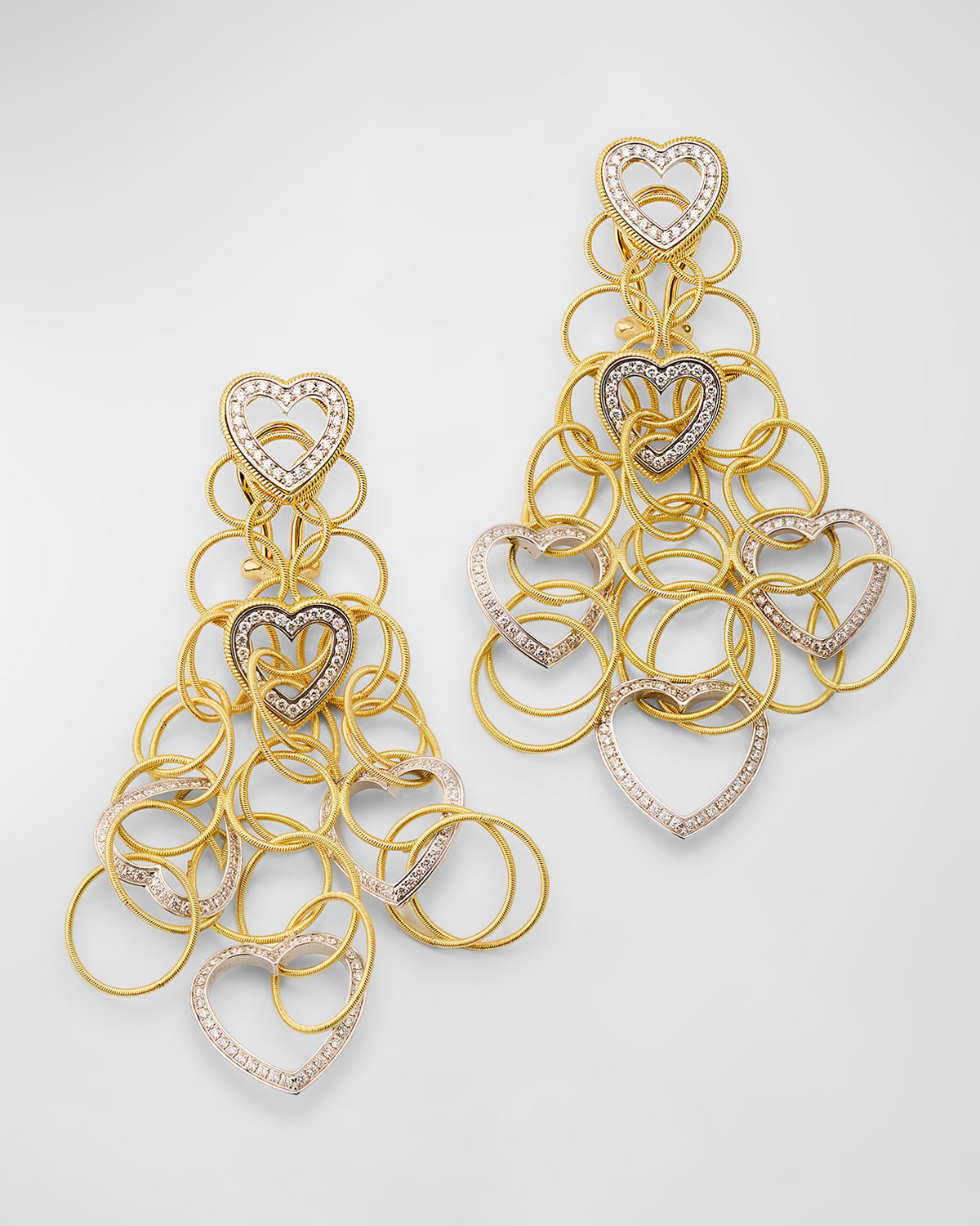 Hawaii 18K Yellow Gold Pendant Earrings with Diamond Hearts