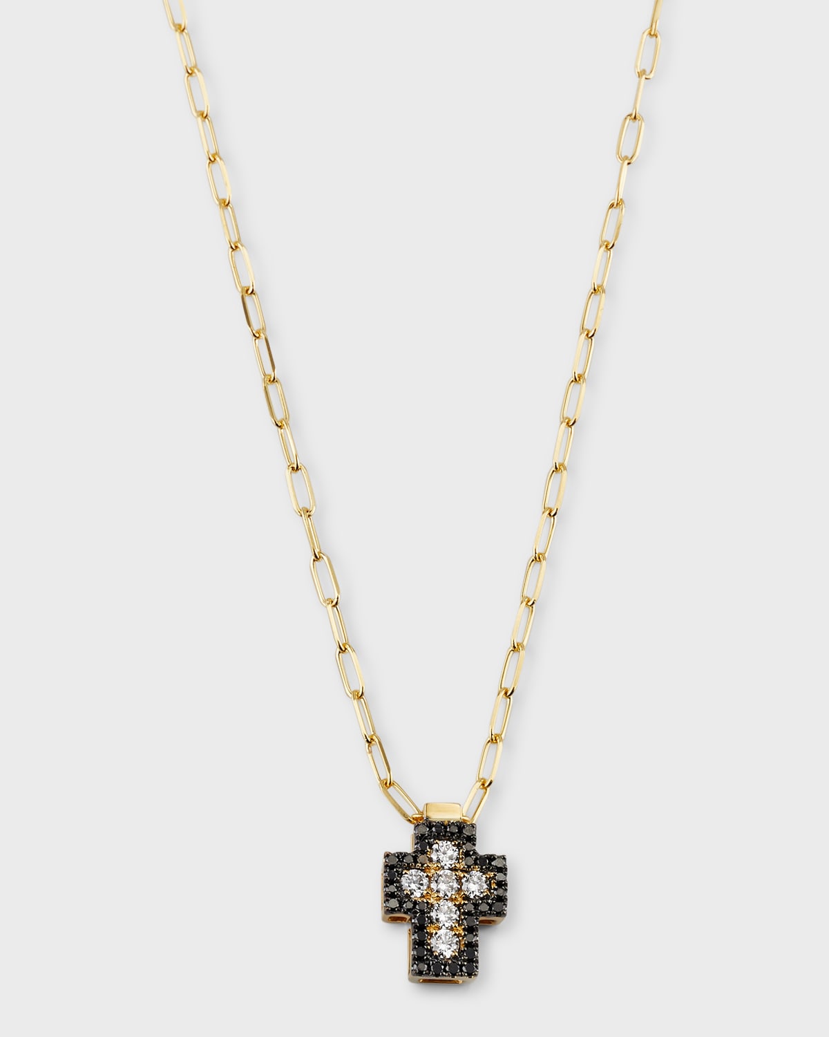18K Yellow Gold Firenze II Cross All Diamond Pendant Necklace