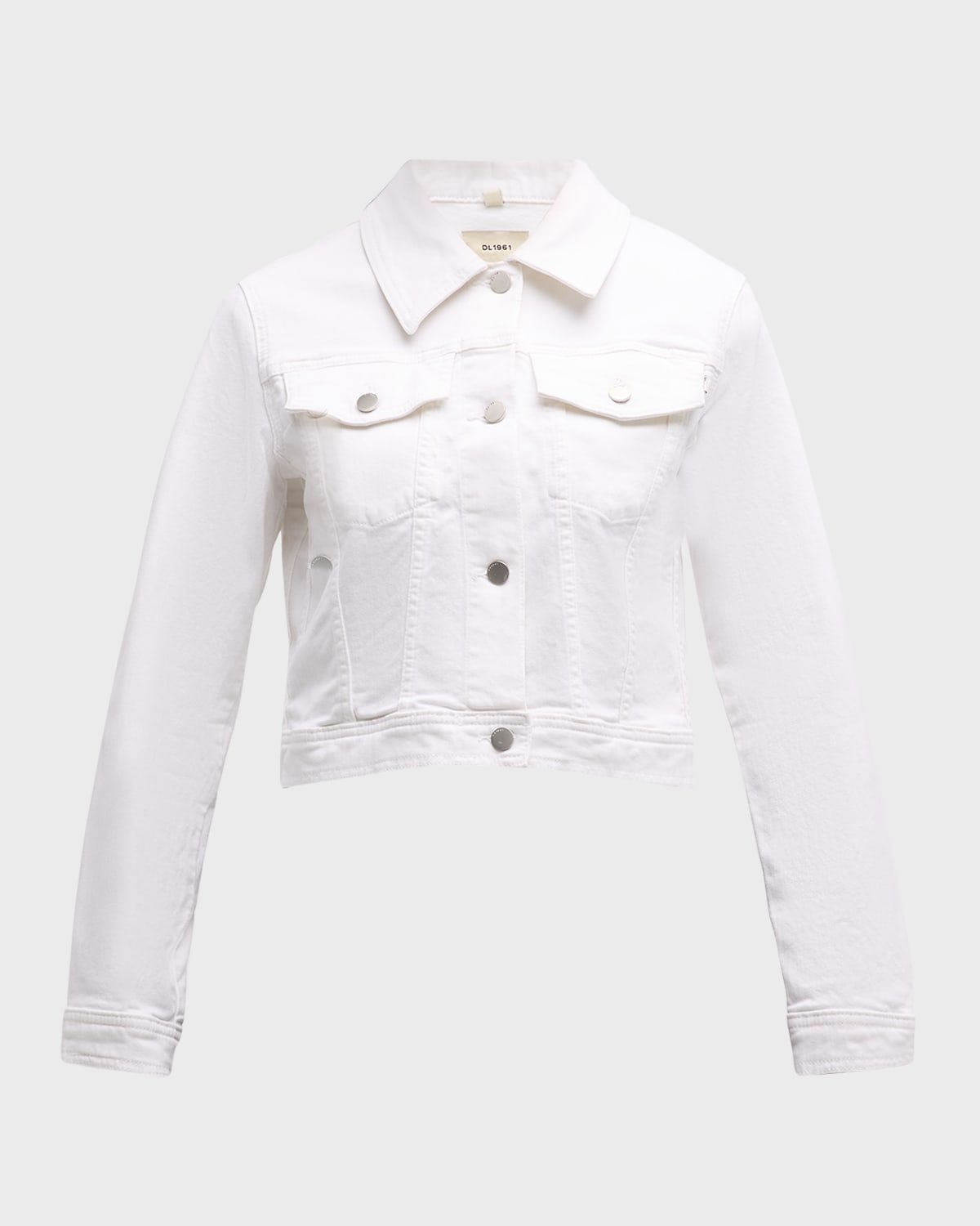Dl1961 Vika Fray Hem Crop Denim Jacket In White