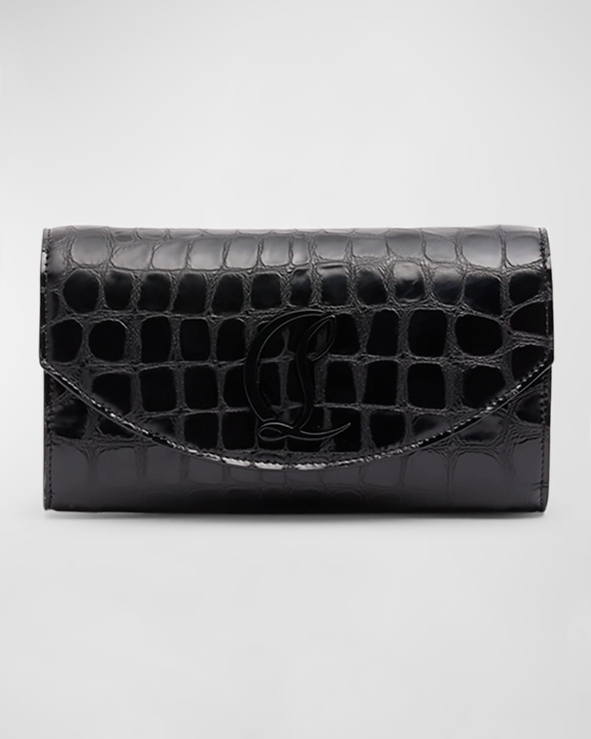 Christian Louboutin Loubi54 Wallet On Chain In Alligator Embossed Leather In Black