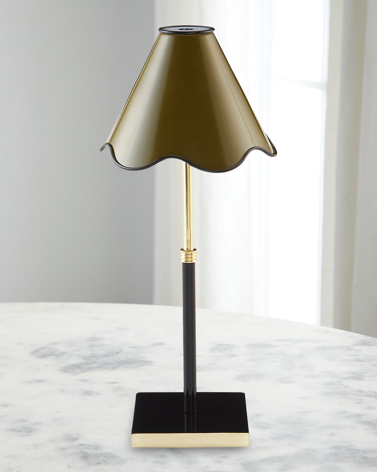 Shop Jonathan Adler Ripple Rechargeable Led Table Lamp In Olive