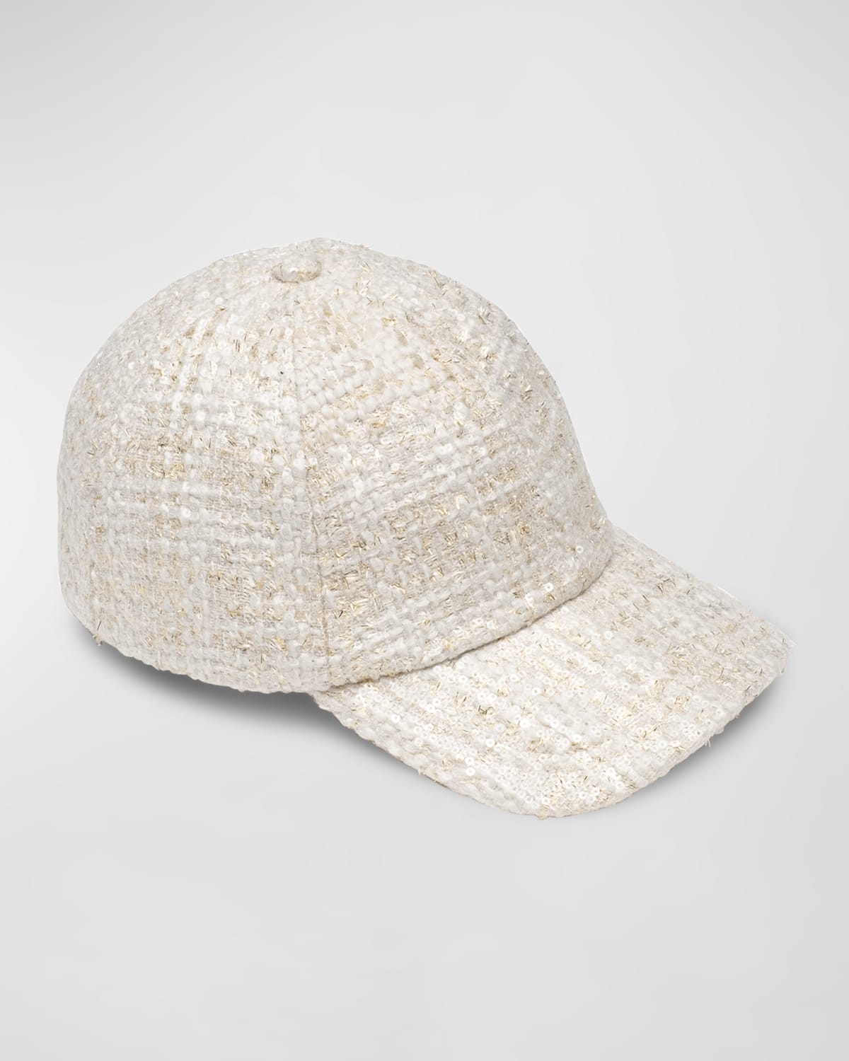 Shop Eugenia Kim Lo Sequin Tweed Baseball Cap In Ivory/gold