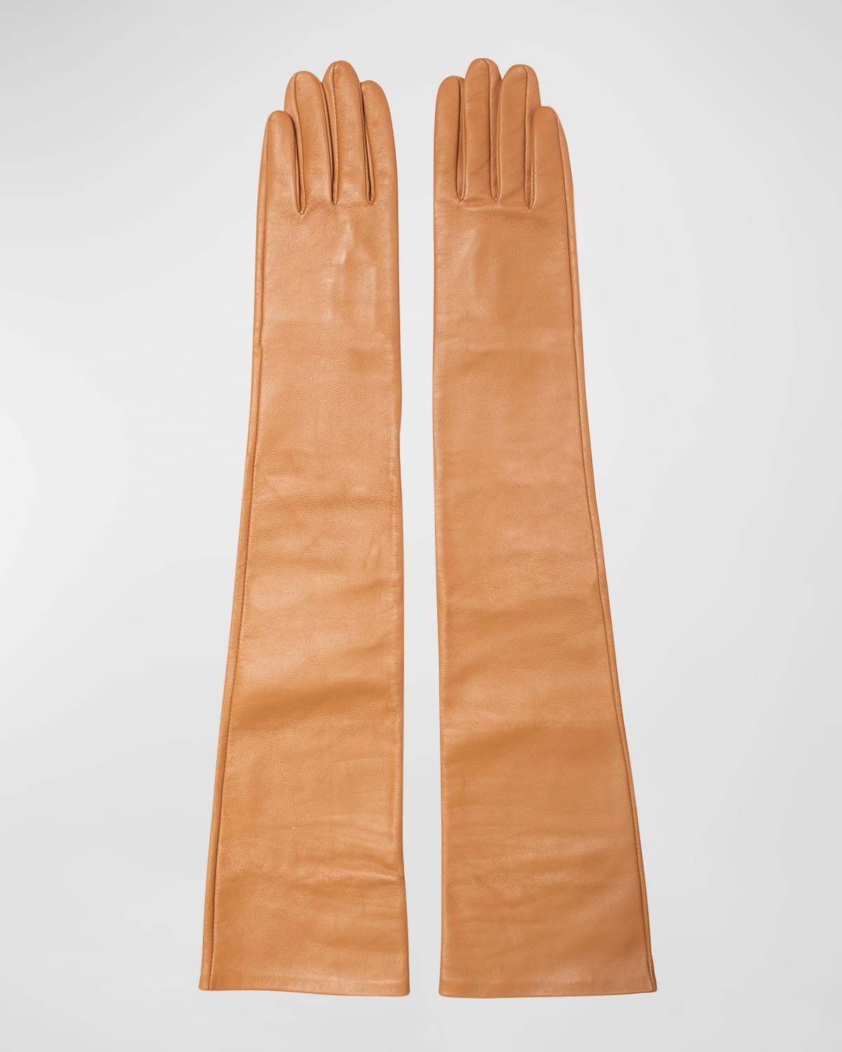 Shop Eugenia Kim Cruella Brown Leather Opera Gloves In Camel