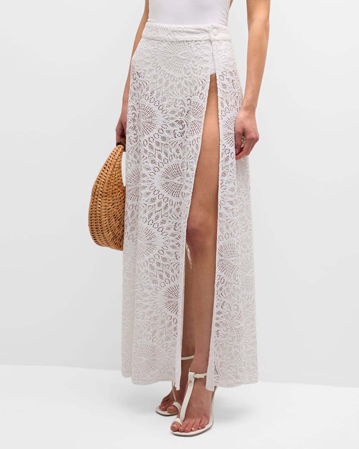 Shop Alexandra Miro Emmy Lace Beach Skirt In White Lace