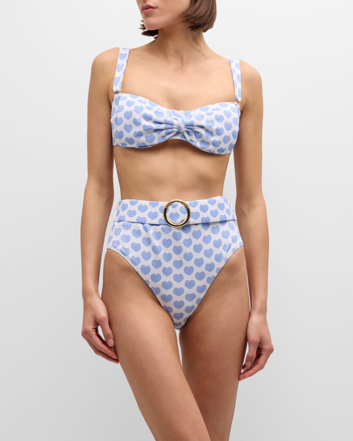 Shop Alexandra Miro Ursula Heart Bikini Bottoms In Blue Heart Print