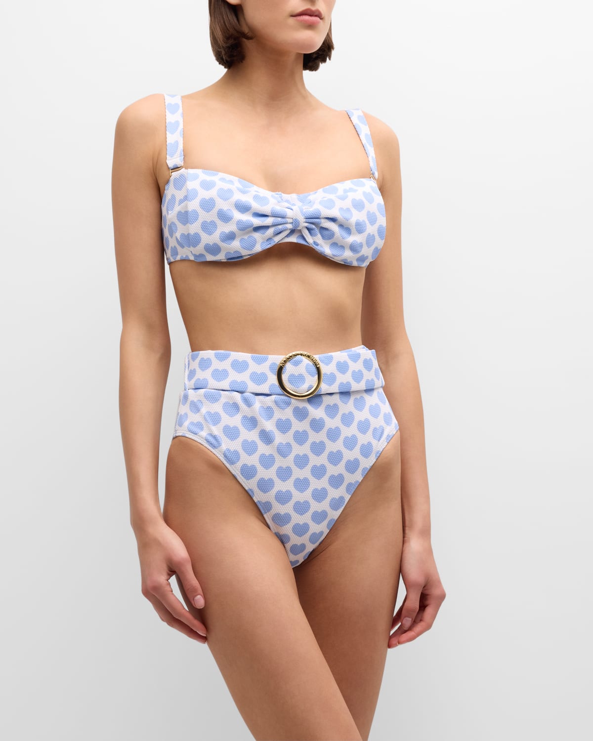 Shop Alexandra Miro Clara Heart Bandeau Bikini Top In Blue Heart Print