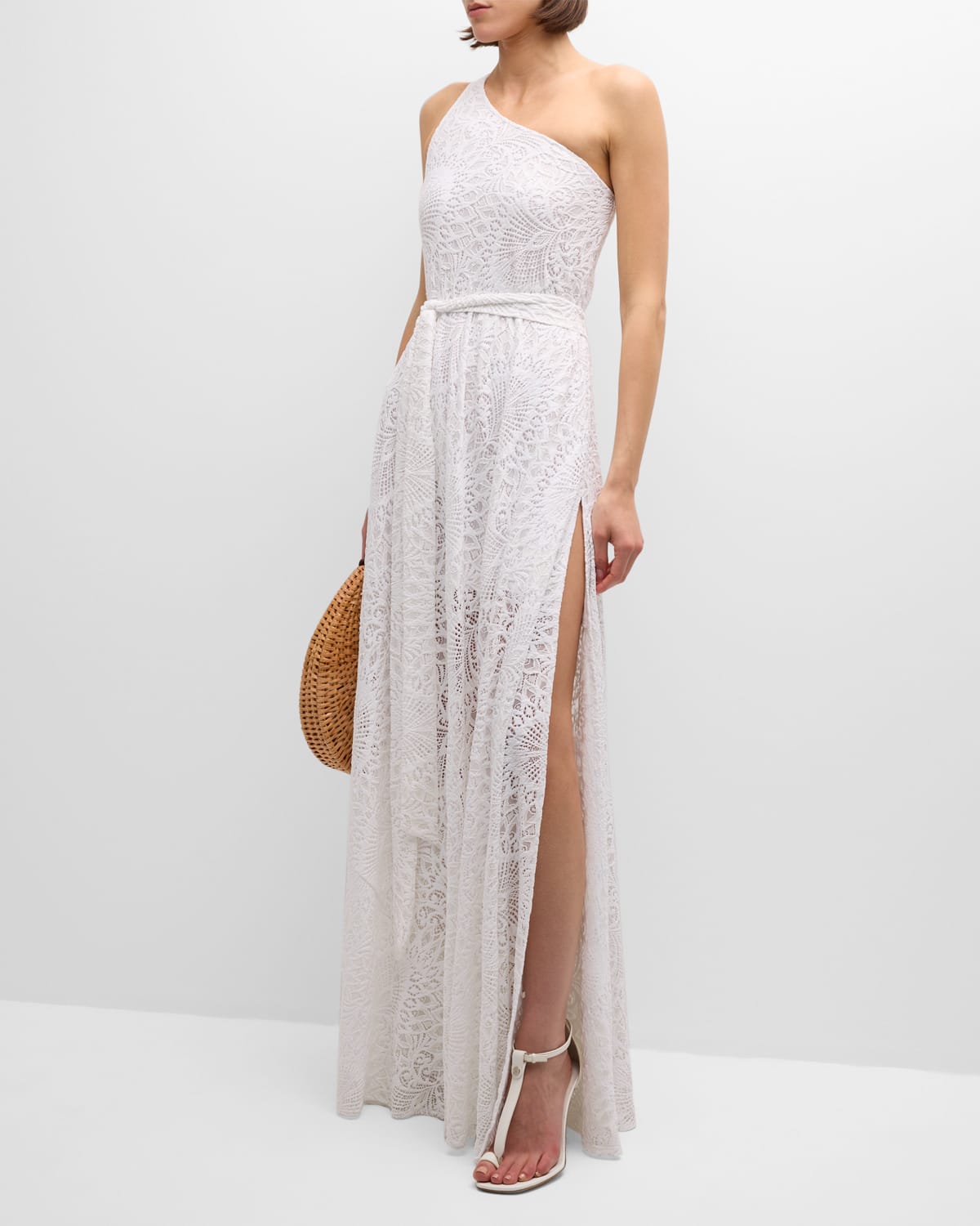 Alexandra Miro Odetta Lace One-shoulder Maxi Dress In White